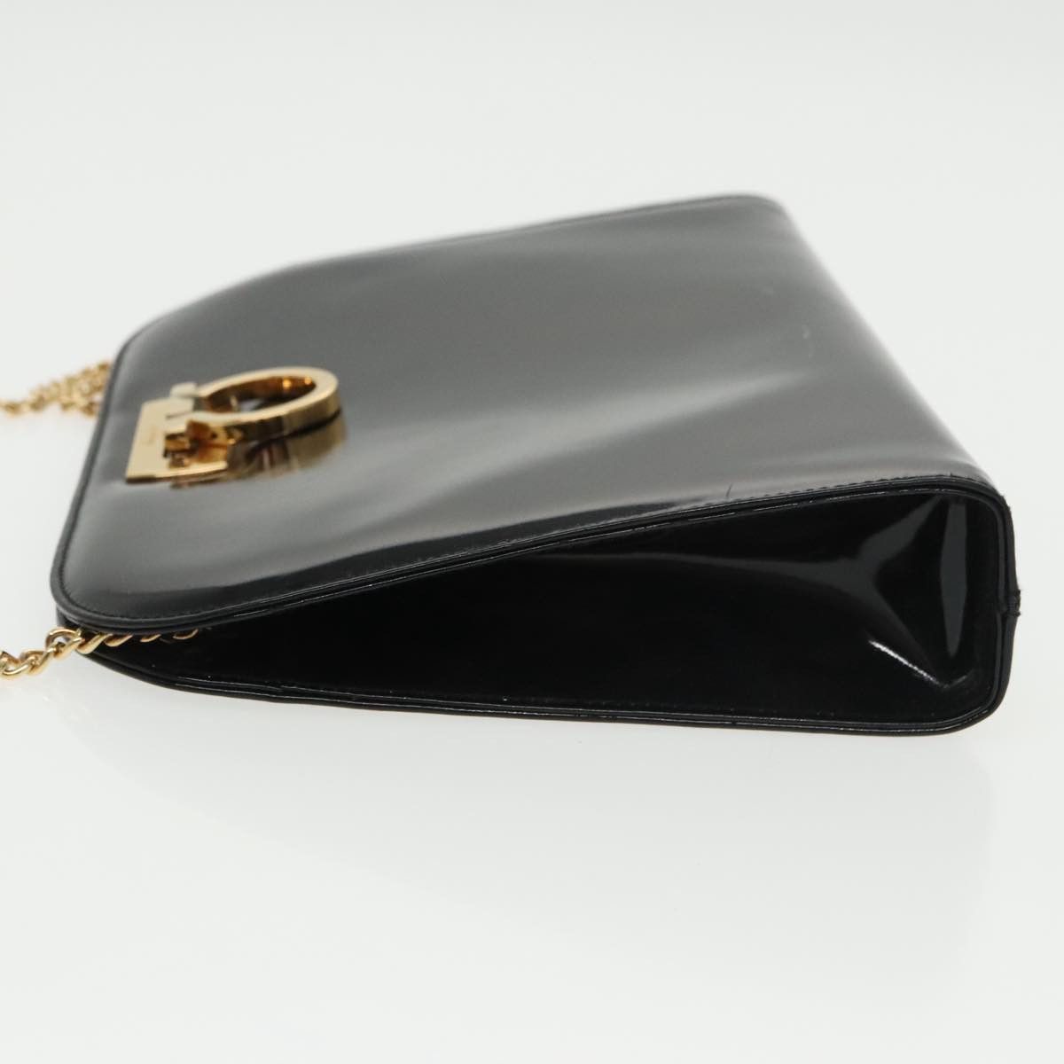 Salvatore Ferragamo Gancini Black Patent Leather Shoulder Bag (Pre-Owned) Size ONE SIZE - 15 Thumbnail