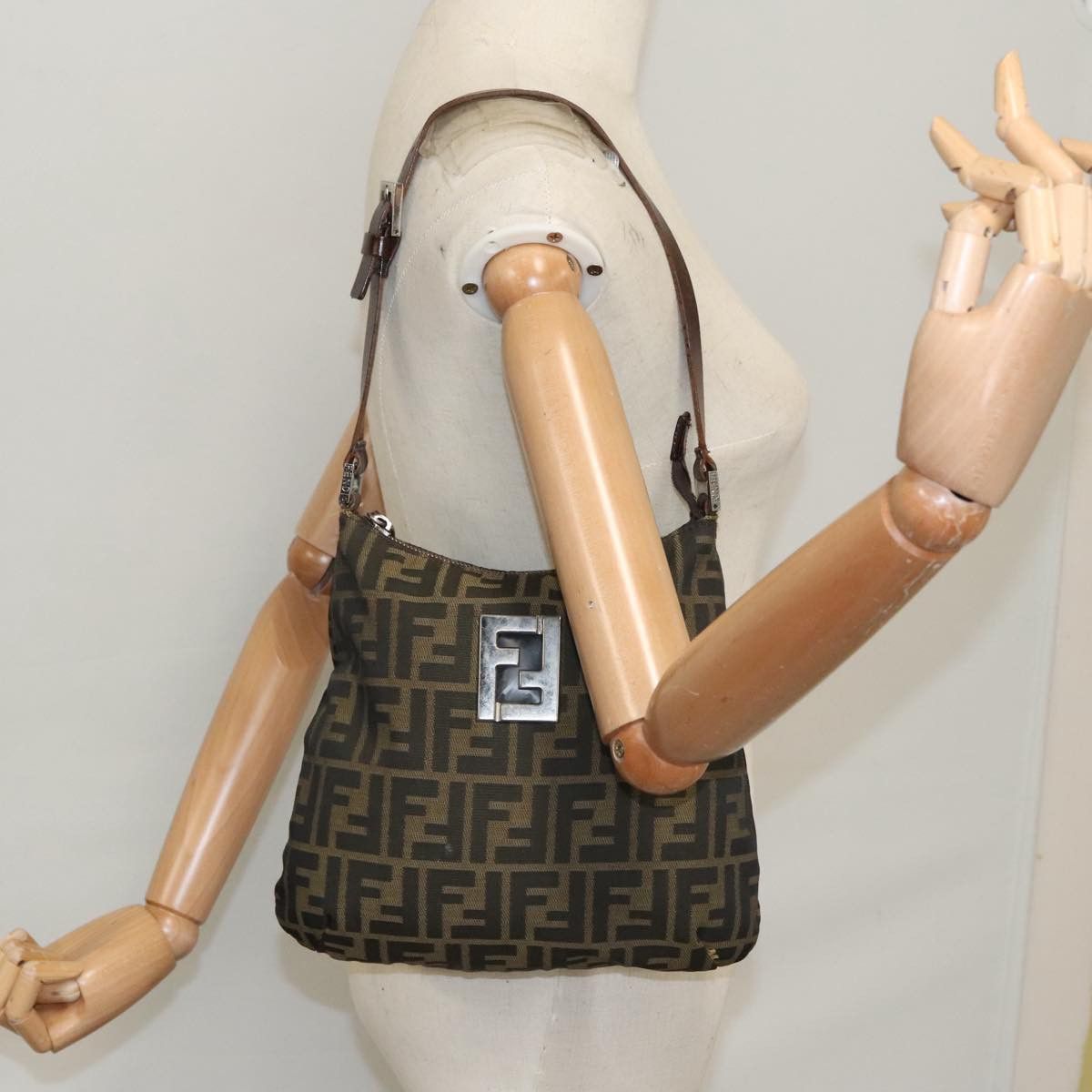 Fendi Hobo Brown Canvas Shoulder Bag (Pre-Owned) Size ONE SIZE - 11 Thumbnail