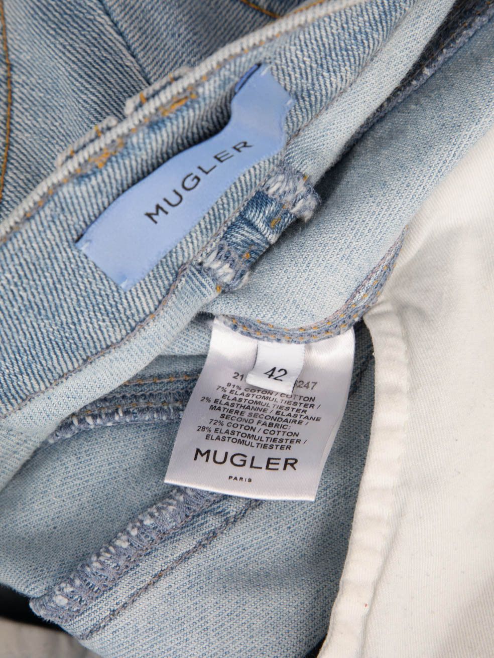 Mugler Blue Denim Slim Fit Panelled Jeans Size 32" / US 10 / IT 46 - 5 Thumbnail