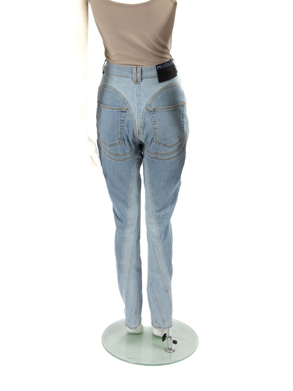 Mugler Blue Denim Slim Fit Panelled Jeans Size 32" / US 10 / IT 46 - 3 Thumbnail