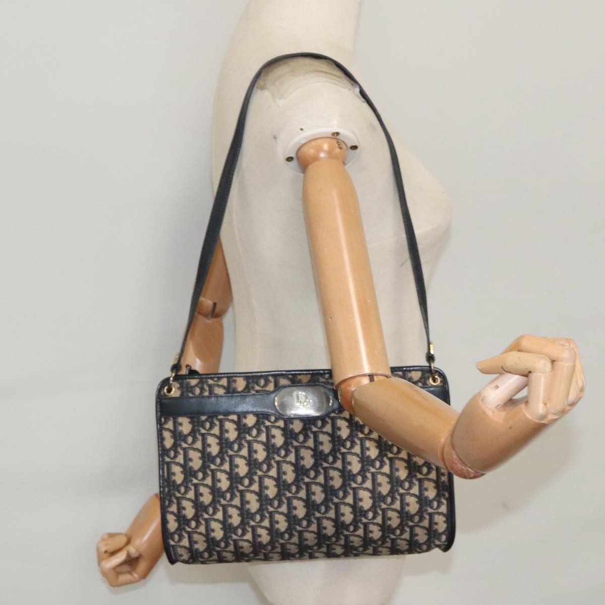 Dior Trotter Navy Canvas Shoulder Bag (Pre-Owned) Size ONE SIZE - 11 Thumbnail