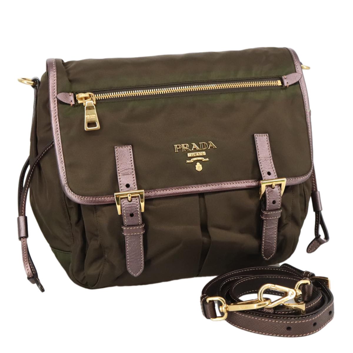 Prada Tessuto Brown Canvas Shoulder Bag (Pre-Owned) Size ONE SIZE - 2 Thumbnail