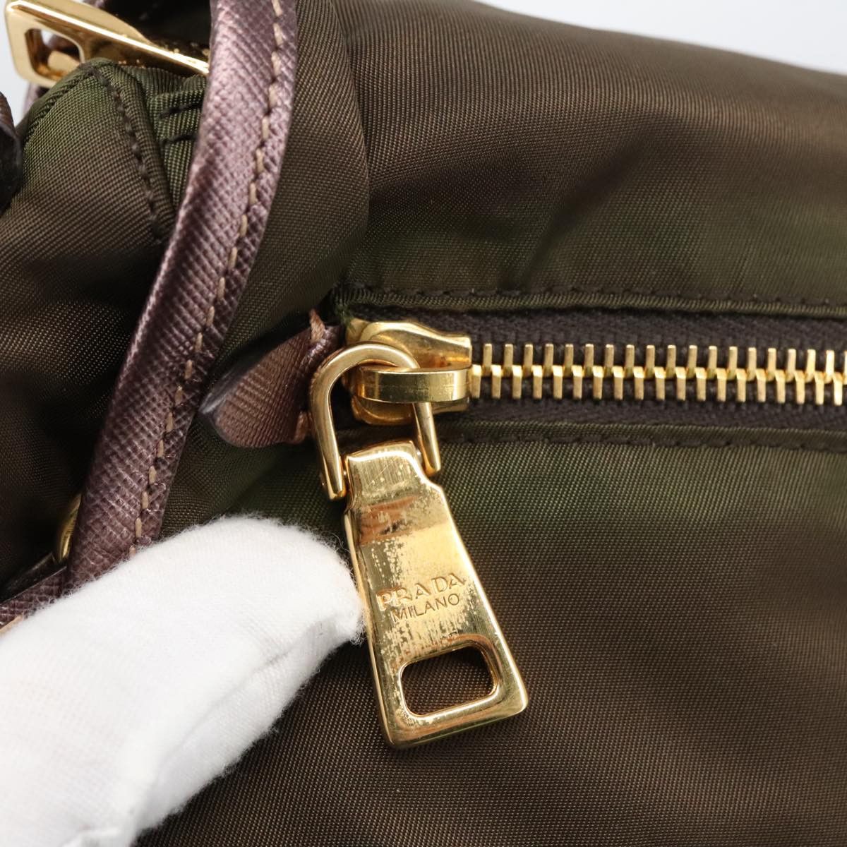 Prada Tessuto Brown Canvas Shoulder Bag (Pre-Owned) Size ONE SIZE - 14 Thumbnail