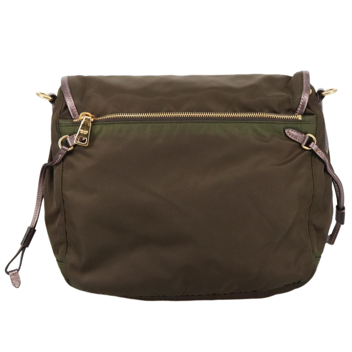 Prada Tessuto Brown Canvas Shoulder Bag (Pre-Owned) Size ONE SIZE - 3 Thumbnail