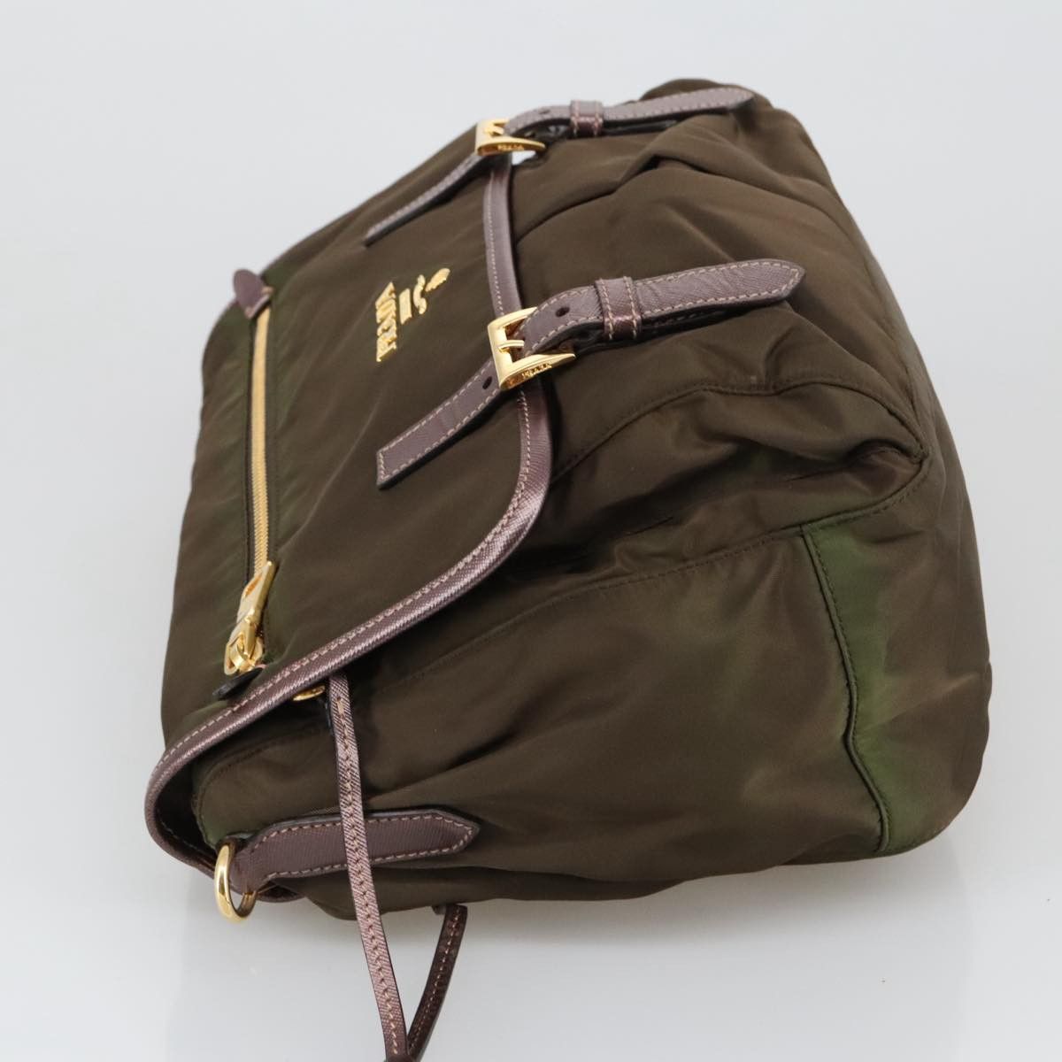 Prada Tessuto Brown Canvas Shoulder Bag (Pre-Owned) Size ONE SIZE - 4 Thumbnail