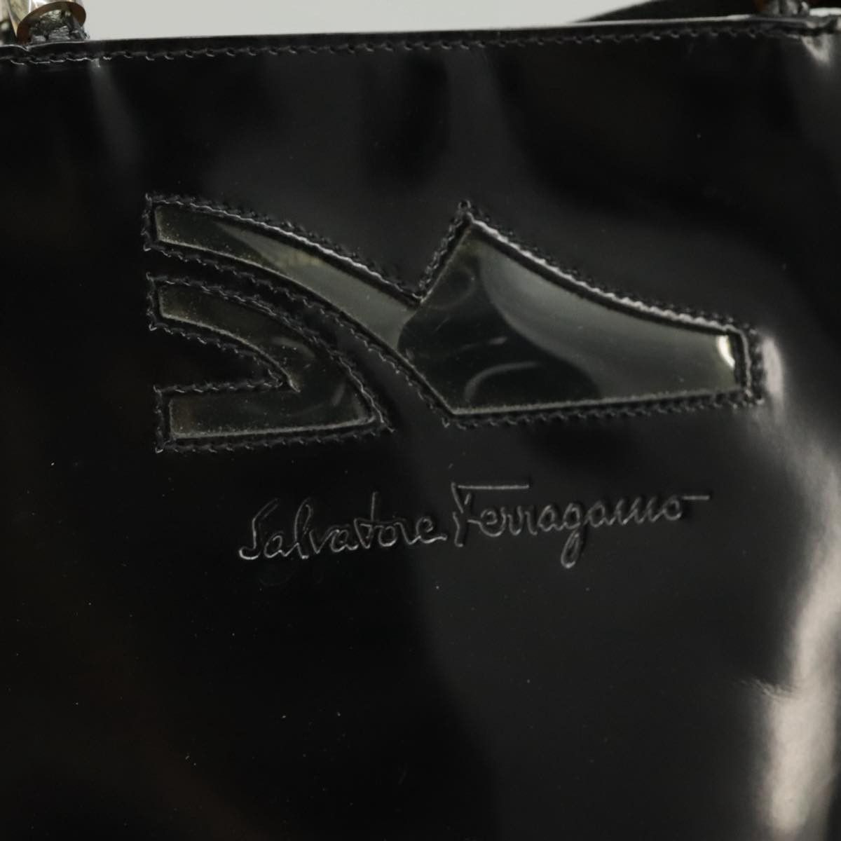 Salvatore Ferragamo Wanda Black Patent Leather Handbag (Pre-Owned) Size ONE SIZE - 14 Thumbnail