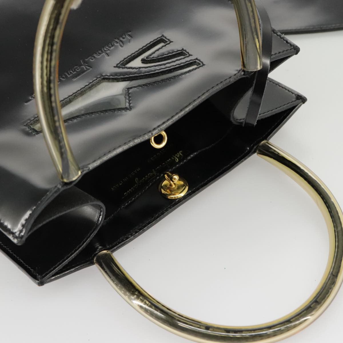 Salvatore Ferragamo Wanda Black Patent Leather Handbag (Pre-Owned) Size ONE SIZE - 6 Thumbnail