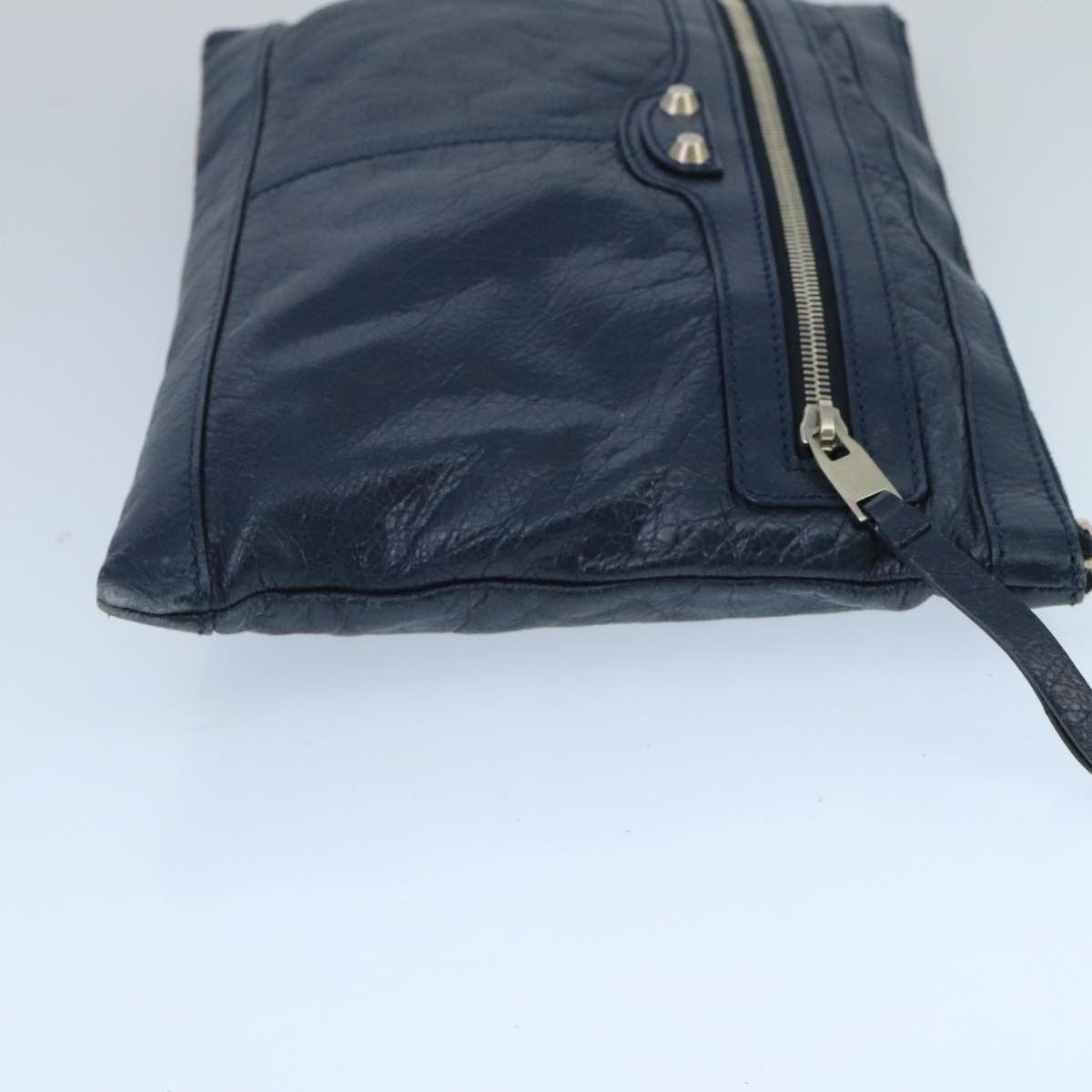 Balenciaga Classic Navy Leather Clutch Bag (Pre-Owned) Size ONE SIZE - 4 Thumbnail