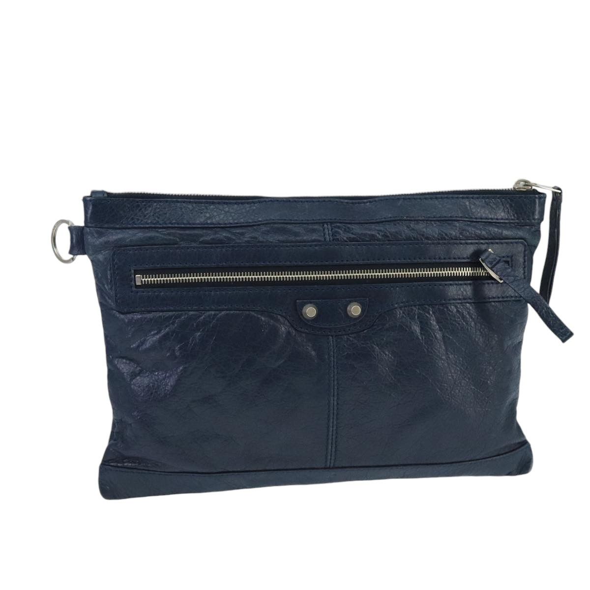 Balenciaga Classic Navy Leather Clutch Bag (Pre-Owned) Size ONE SIZE - 3 Thumbnail