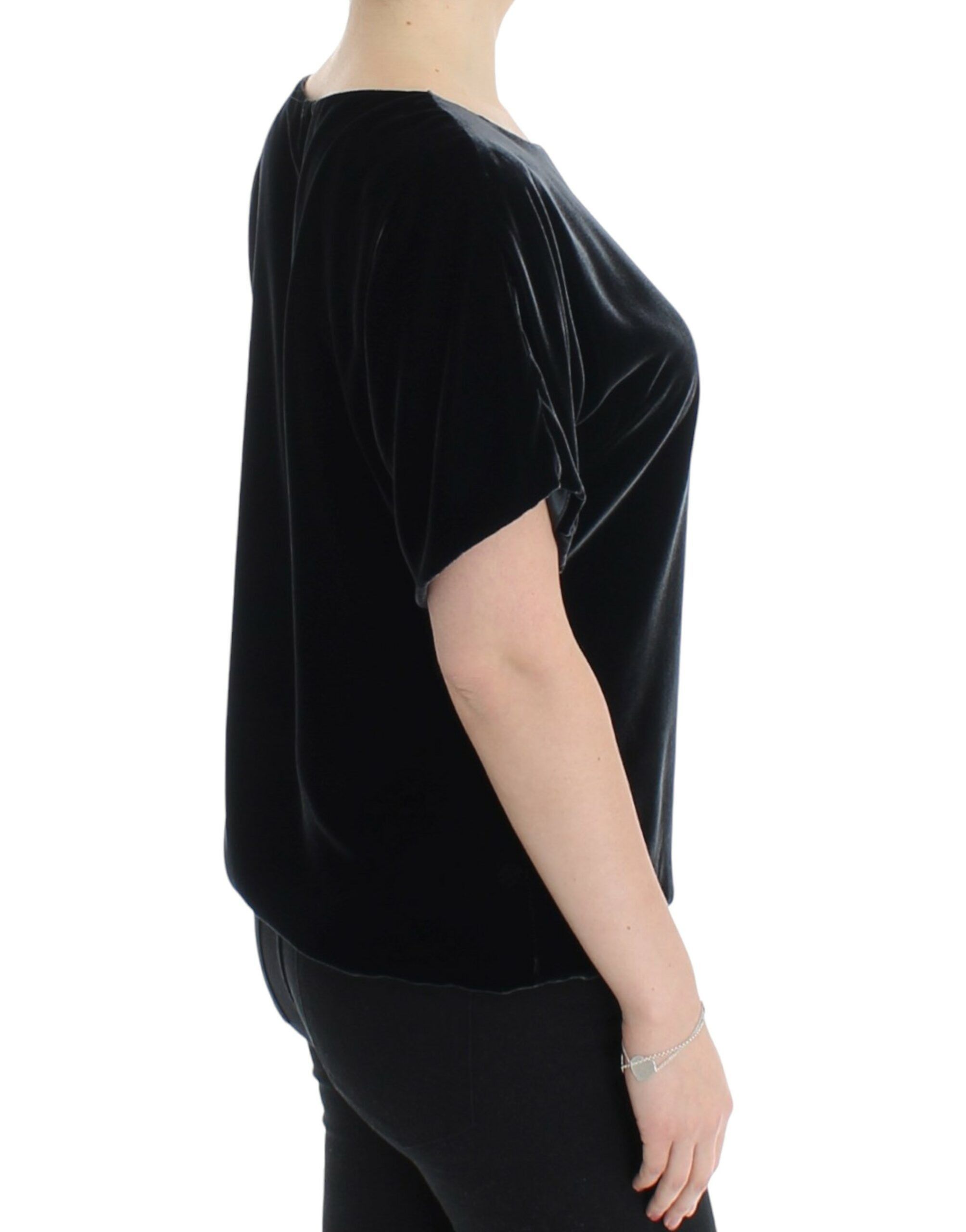 Dolce & Gabbana Enchanting Velvet Short Sleeve Women's Top Size S / US 4 / IT 40 - 4 Thumbnail