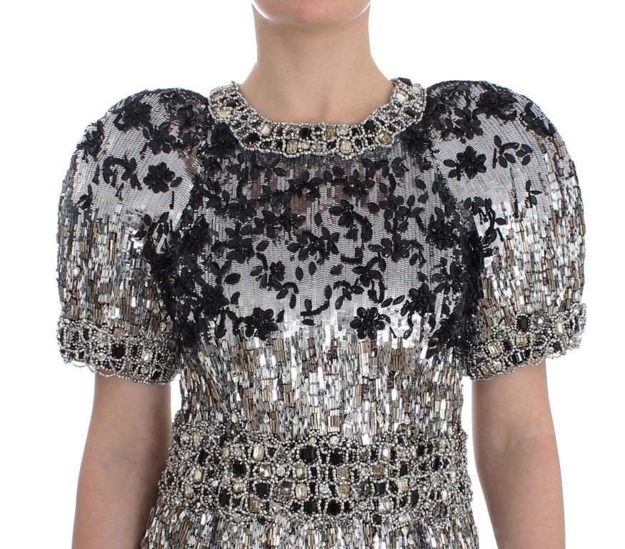 Dolce & Gabbana Silver Crystal Embellished Shift Dress Women's Masterpiece Size S / US 4 / IT 40 - 5 Thumbnail