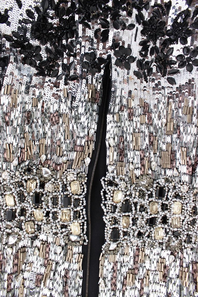 Dolce & Gabbana Silver Crystal Embellished Shift Dress Women's Masterpiece Size S / US 4 / IT 40 - 6 Thumbnail