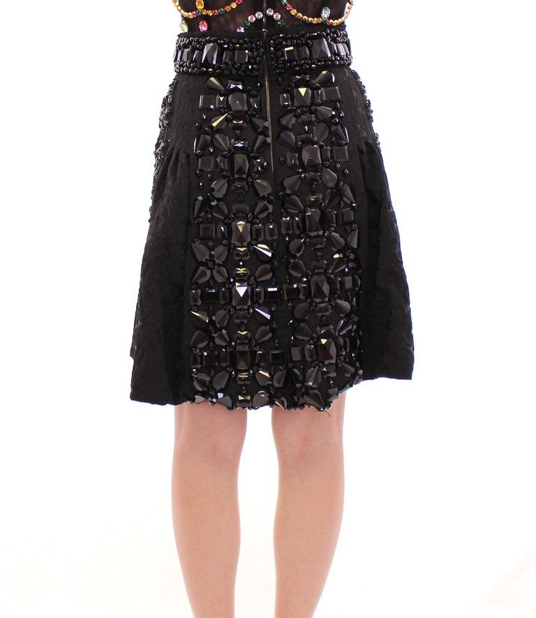 Dolce & Gabbana Black Crystal Embellished Masterpiece Women's Skirt Size 28" / US 6 / IT 42 - 3 Thumbnail