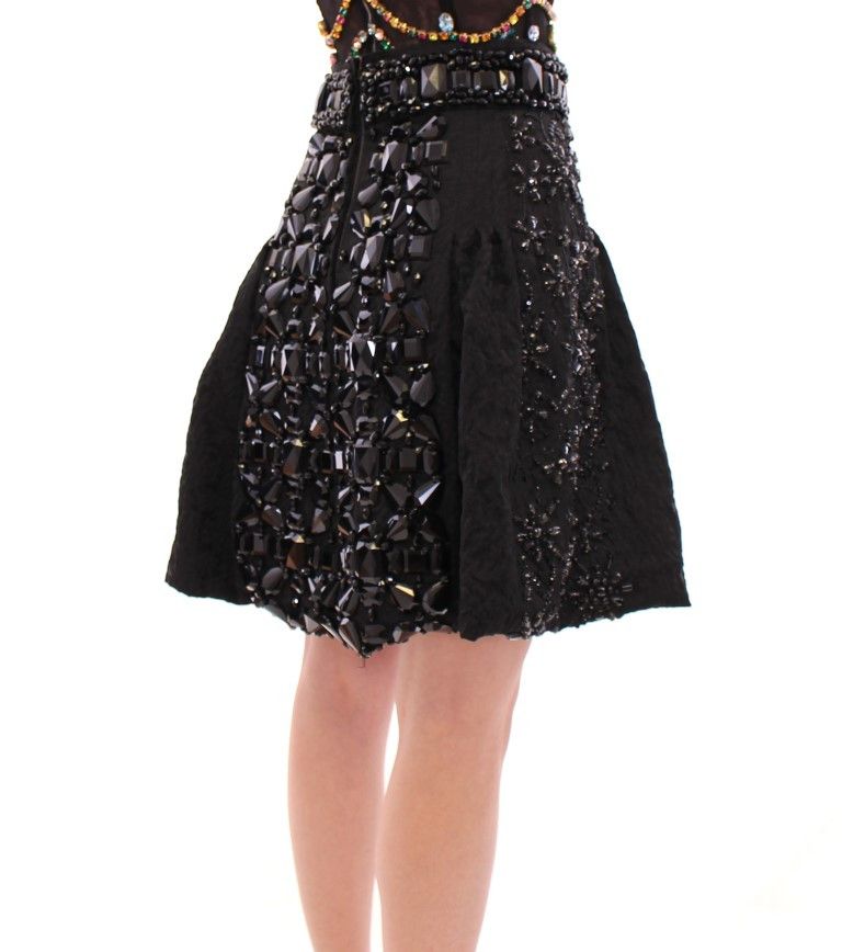 Dolce & Gabbana Black Crystal Embellished Masterpiece Women's Skirt Size 28" / US 6 / IT 42 - 4 Thumbnail