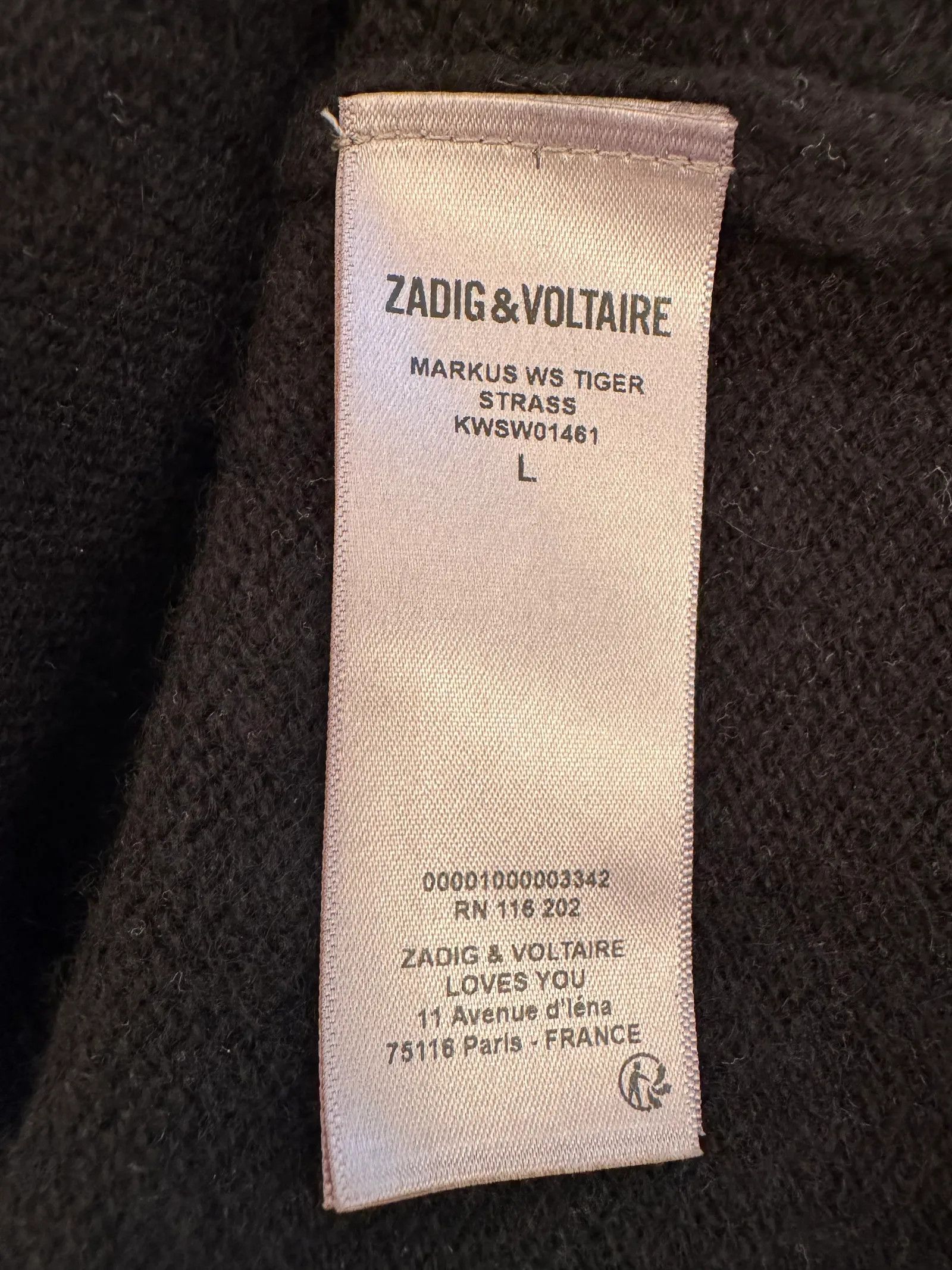 Zadig & Voltaire Zadig & Voltaire Marcus WS Tiger Strass Sweater Size L / US 10 / IT 46 - 4 Thumbnail
