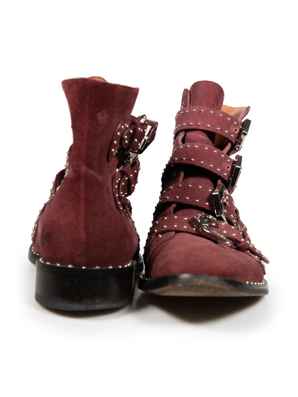 Givenchy Burgundy Suede Studded Ankle Boots Size US 12 / IT 42 - 3 Thumbnail