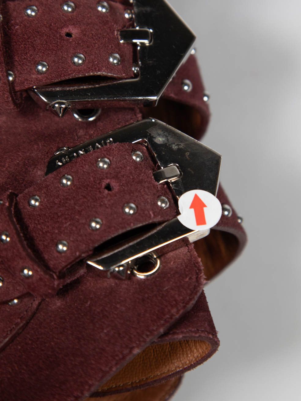 Givenchy Burgundy Suede Studded Ankle Boots Size US 12 / IT 42 - 7 Thumbnail