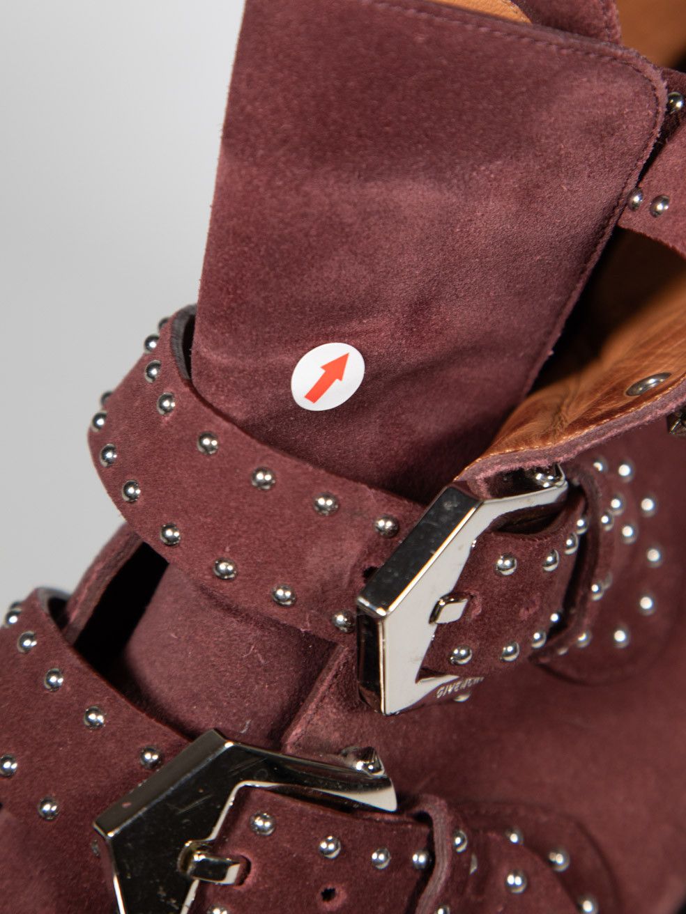 Givenchy Burgundy Suede Studded Ankle Boots Size US 12 / IT 42 - 8 Thumbnail