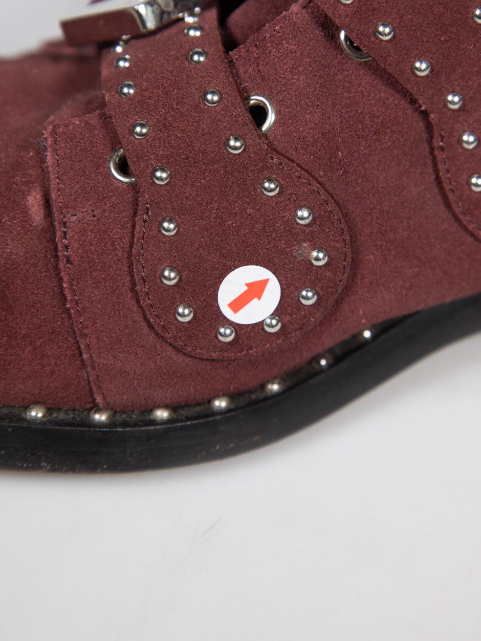Givenchy Burgundy Suede Studded Ankle Boots Size US 12 / IT 42 - 10 Thumbnail