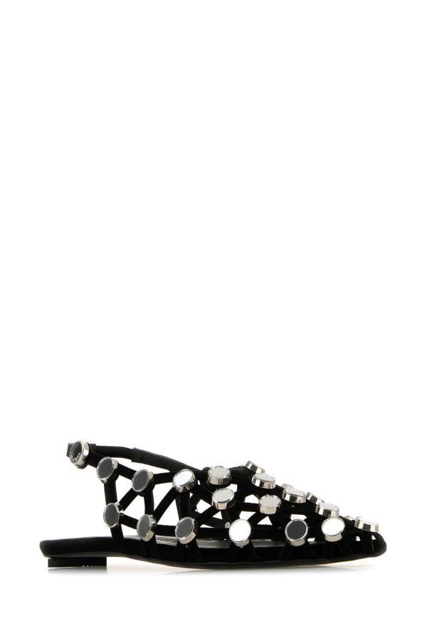 The Attico Black Suede Grid Ballerinas Size US 7 / IT 37 - 4 Thumbnail