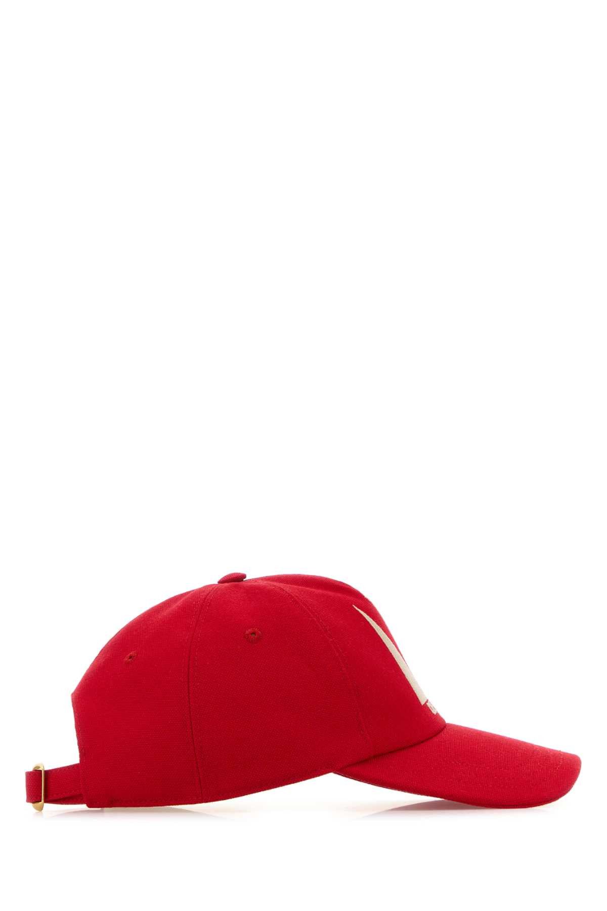 Valentino Red Cotton Baseball Cap Size ONE SIZE - 2 Thumbnail