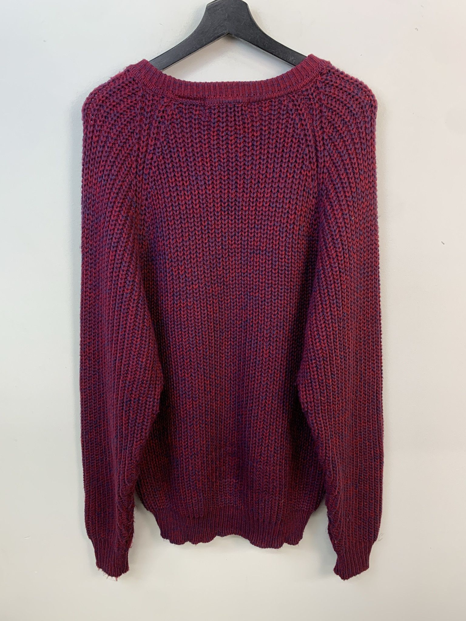 Vintage Vintage Sweater 1990s Knit Vintage Heather Red Blue Cableknit Thick Sweater Size M Size US M / EU 48-50 / 2 - 3 Thumbnail