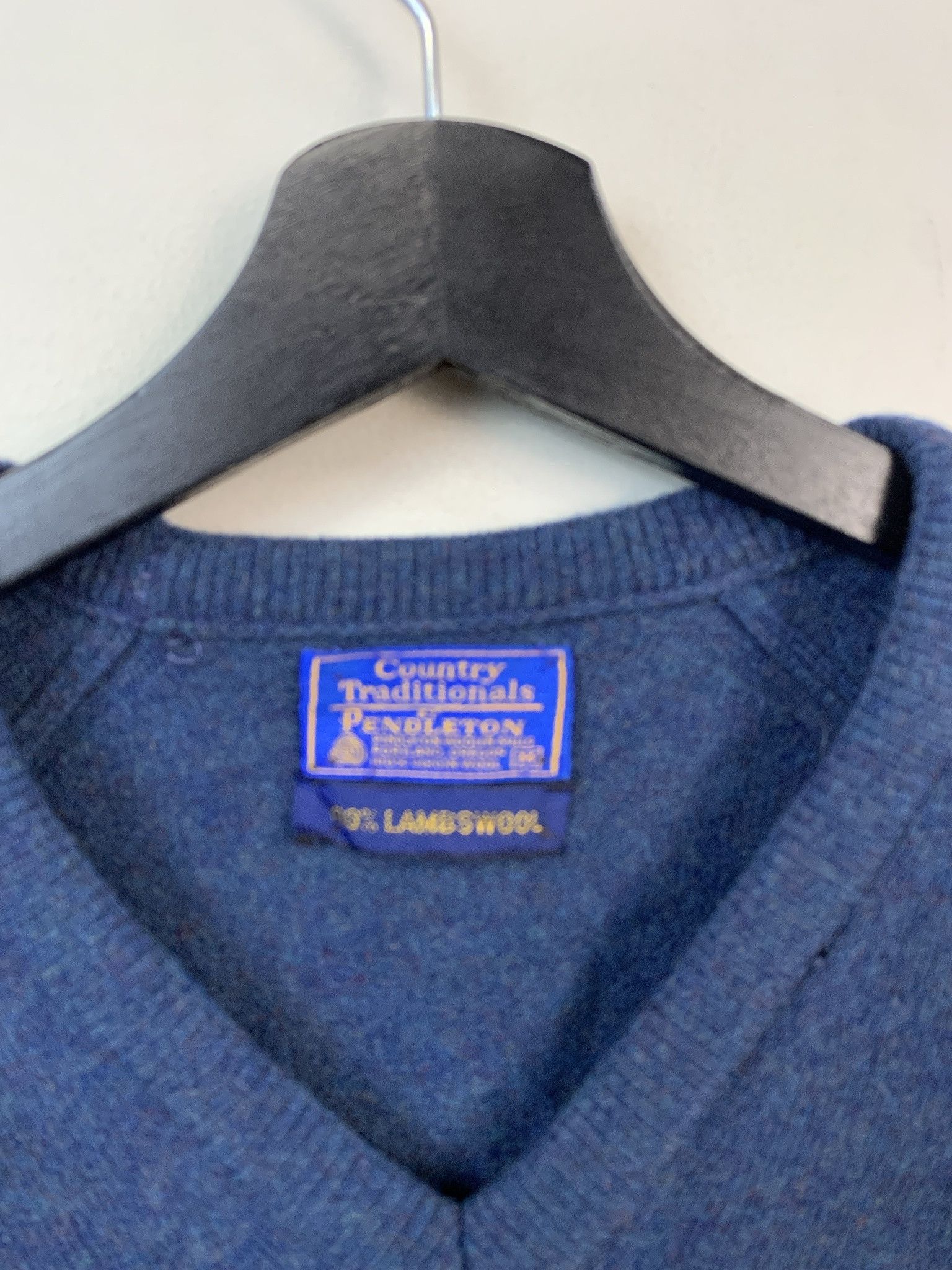 Pendleton Vintage Sweater 1990s Knit Pendleton Blue V Neck Lambswool Knit Sweater Size M Size US M / EU 48-50 / 2 - 2 Thumbnail