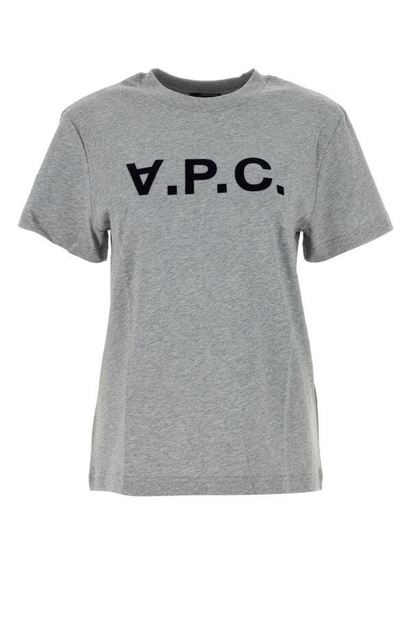 A.P.C. Melange Grey Cotton T-Shirt Size XL / US 12-14 / IT 48-50 - 3 Thumbnail