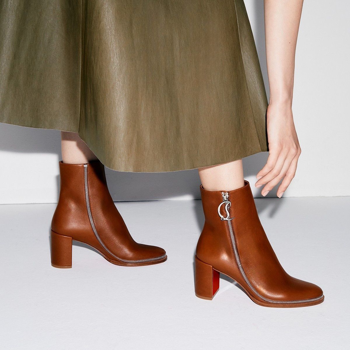 Christian Louboutin CL Zip Booty 55mm Brown Size US 5 / IT 35 - 2 Thumbnail