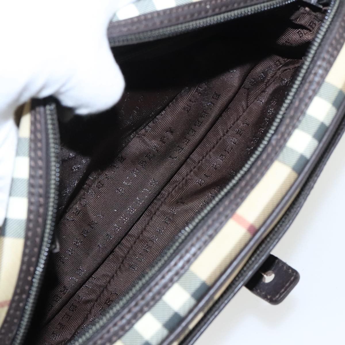 Burberry Nova Check Beige Canvas Shoulder Bag (Pre-Owned) Size ONE SIZE - 13 Thumbnail