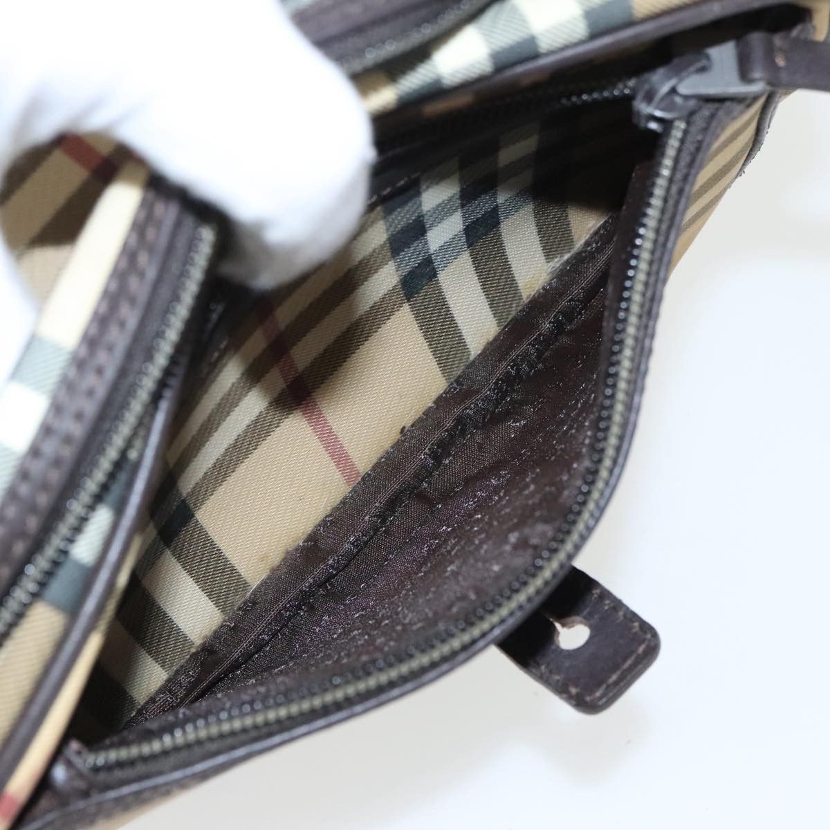 Burberry Nova Check Beige Canvas Shoulder Bag (Pre-Owned) Size ONE SIZE - 14 Thumbnail