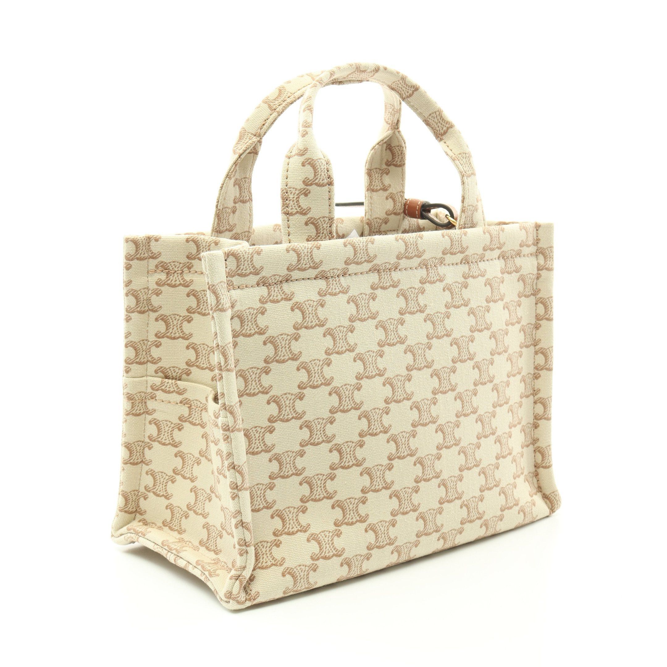 Celine Celine Small Cabas Hippopotamus Thais Handbag Tote Bag Canvas Leather Beige Brown Size ONE SIZE - 2 Thumbnail