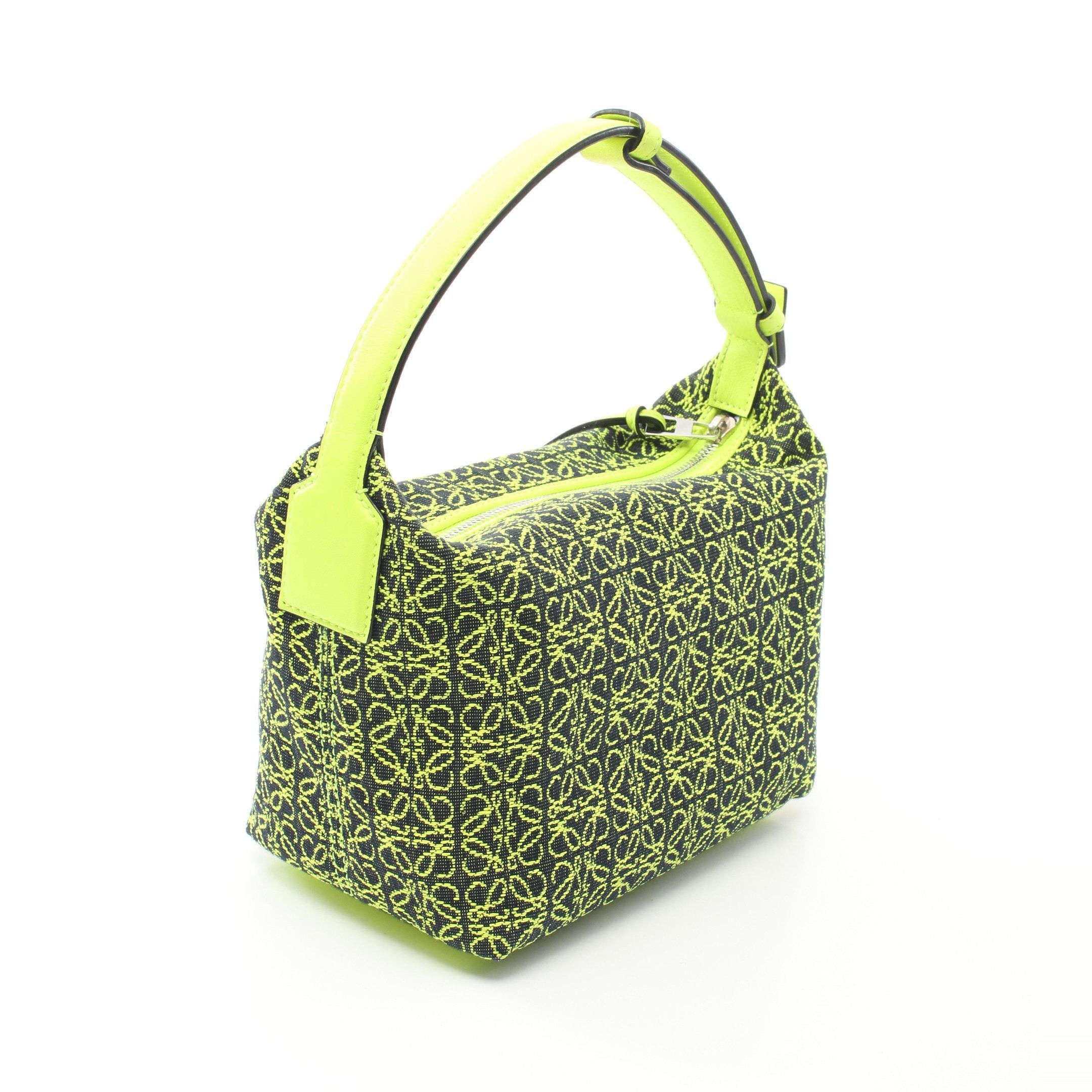 Loewe Loewe Anagram Cubby Handbag Canvas Leather Black Yellow-Green Size ONE SIZE - 2 Thumbnail