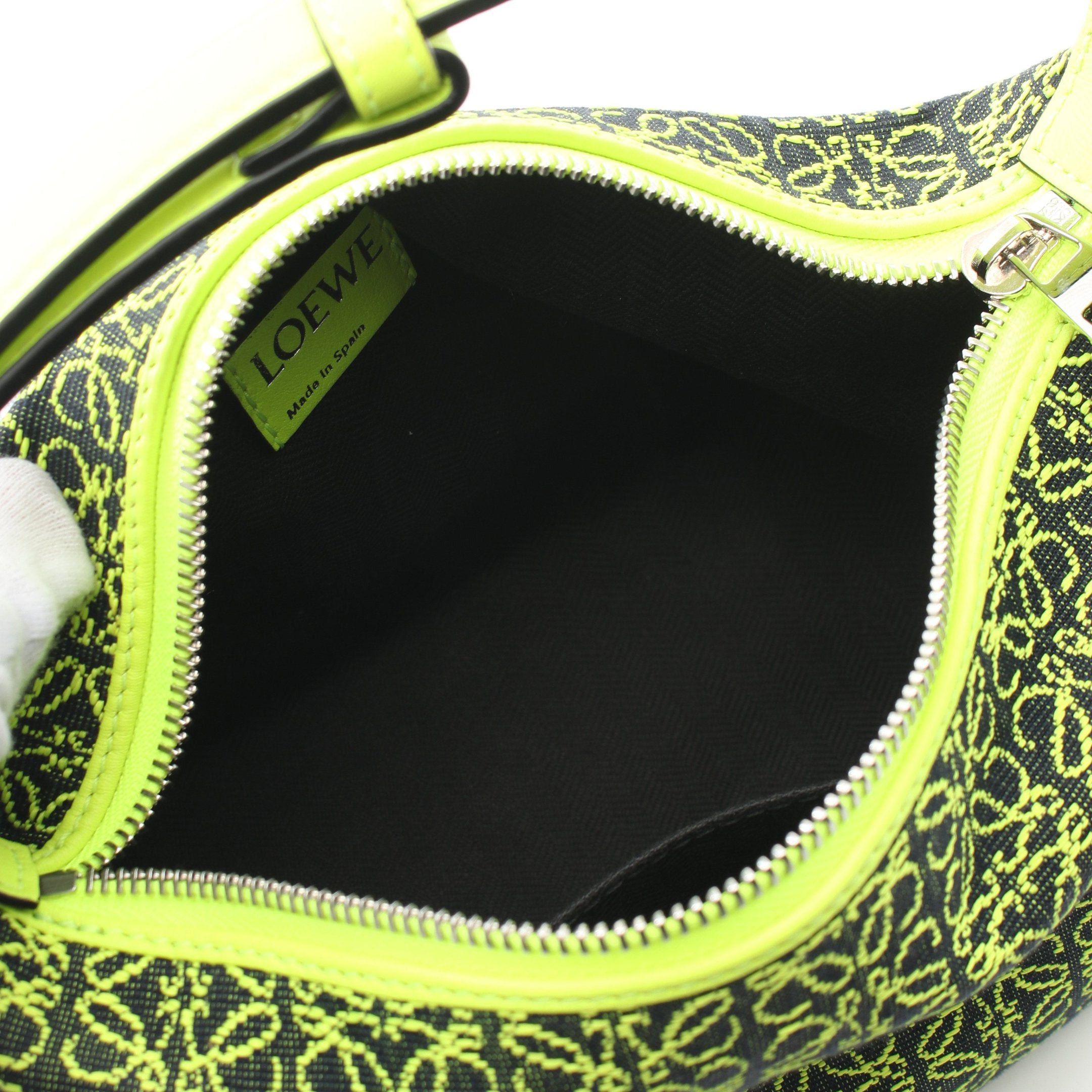 Loewe Loewe Anagram Cubby Handbag Canvas Leather Black Yellow-Green Size ONE SIZE - 3 Thumbnail
