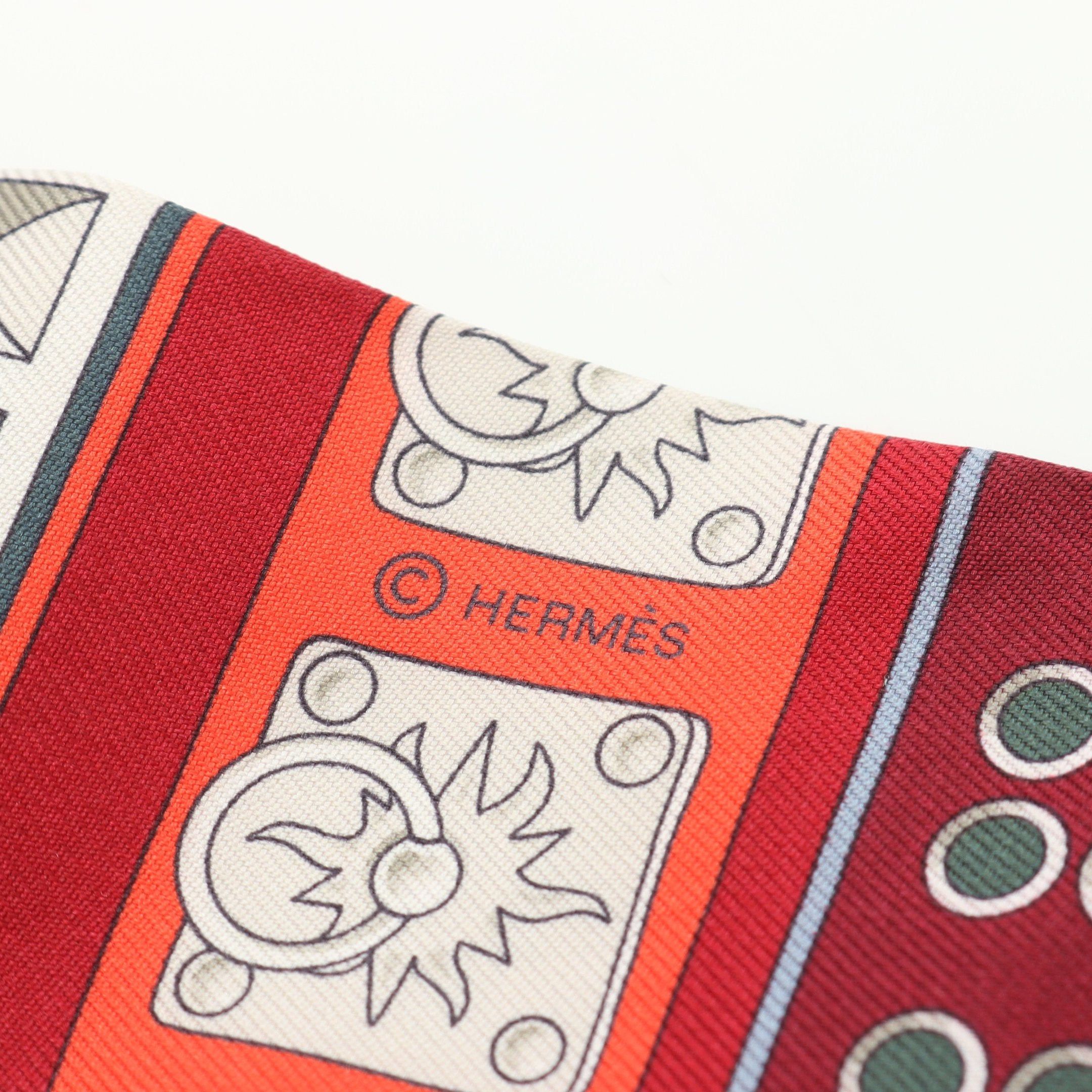 Hermes Hermes Twilly Colliers De Chiens Ribbon Scarf Silk Dark Green Red Multicolor Size ONE SIZE - 3 Thumbnail