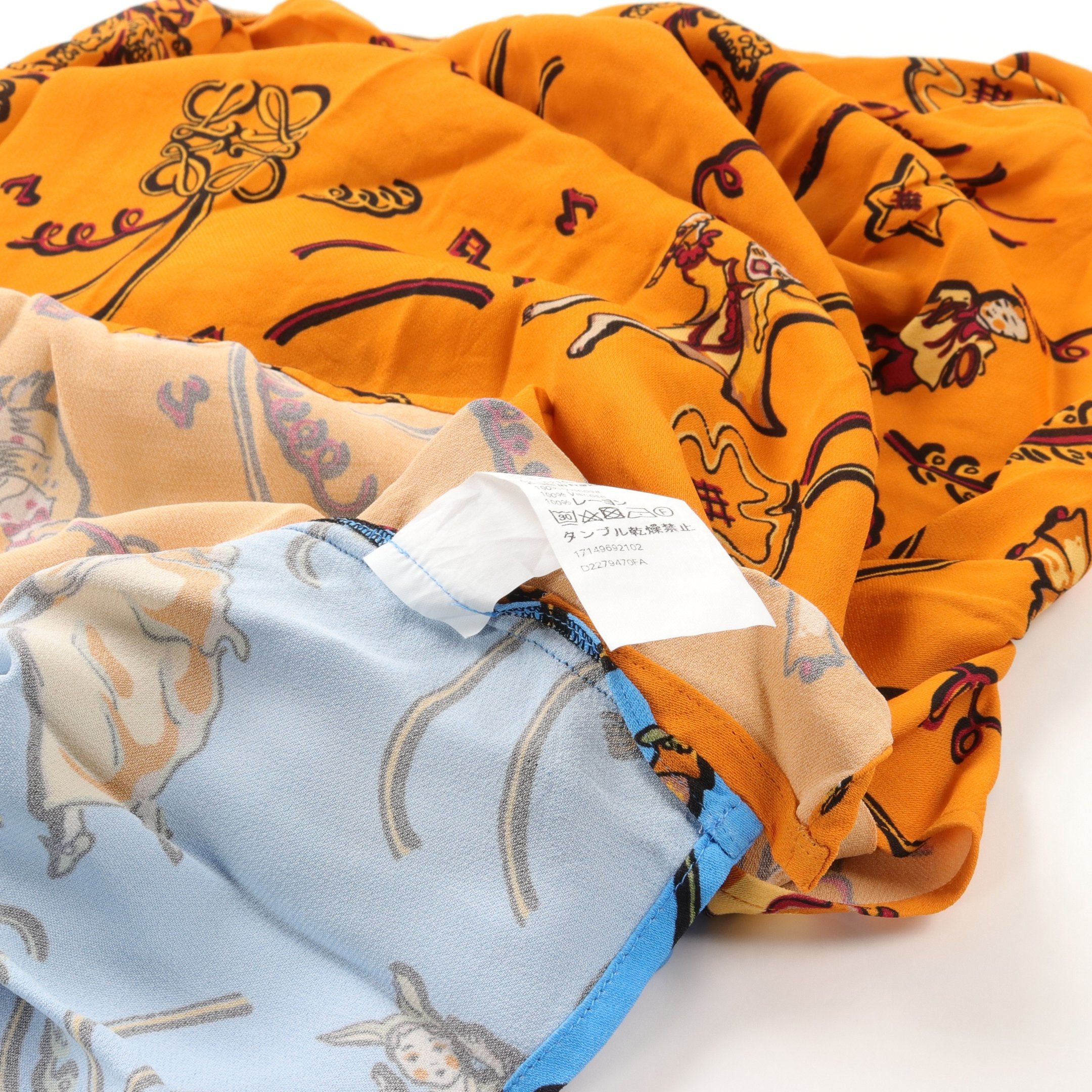 Loewe Loewe Ibiza Blouse Rayon Orange Light Blue Multicolor Size ONE SIZE - 5 Thumbnail