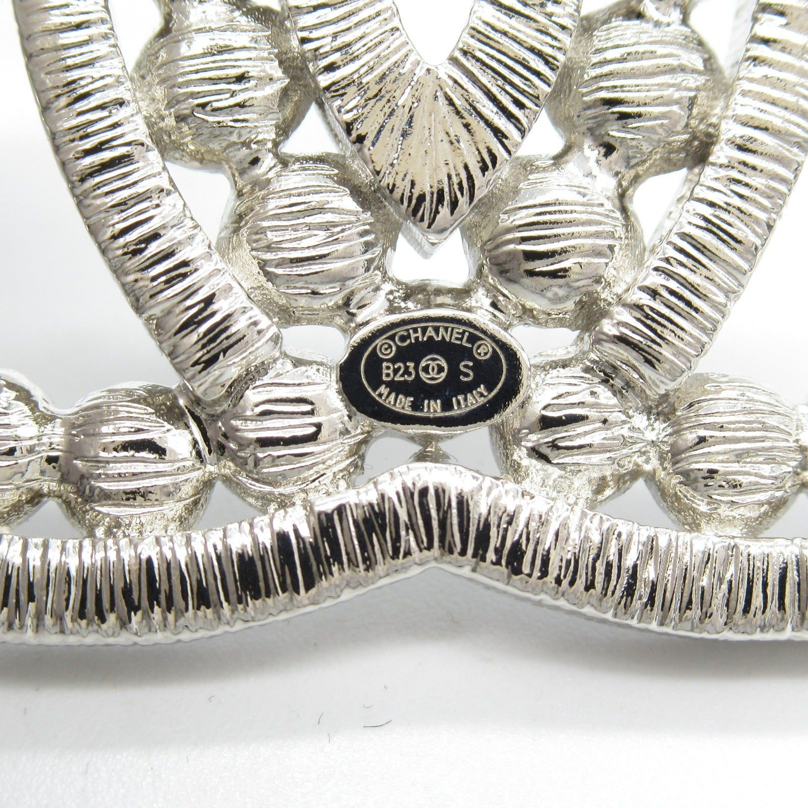 Chanel Chanel Coco Mark Brooch Silver Plated Stone Clear Size ONE SIZE - 5 Thumbnail