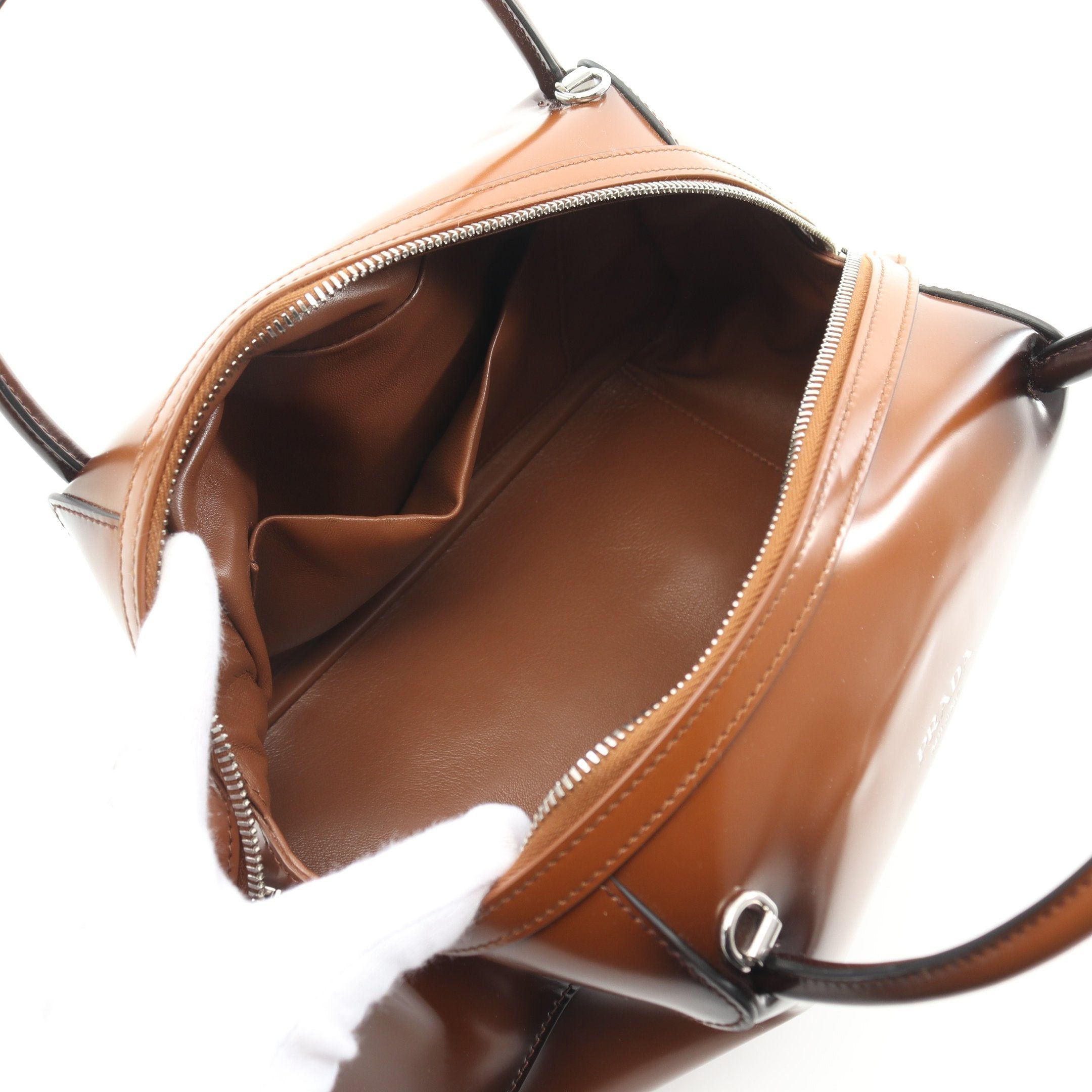 Prada Prada Spazzolato Handbag Leather Brown Size ONE SIZE - 3 Thumbnail