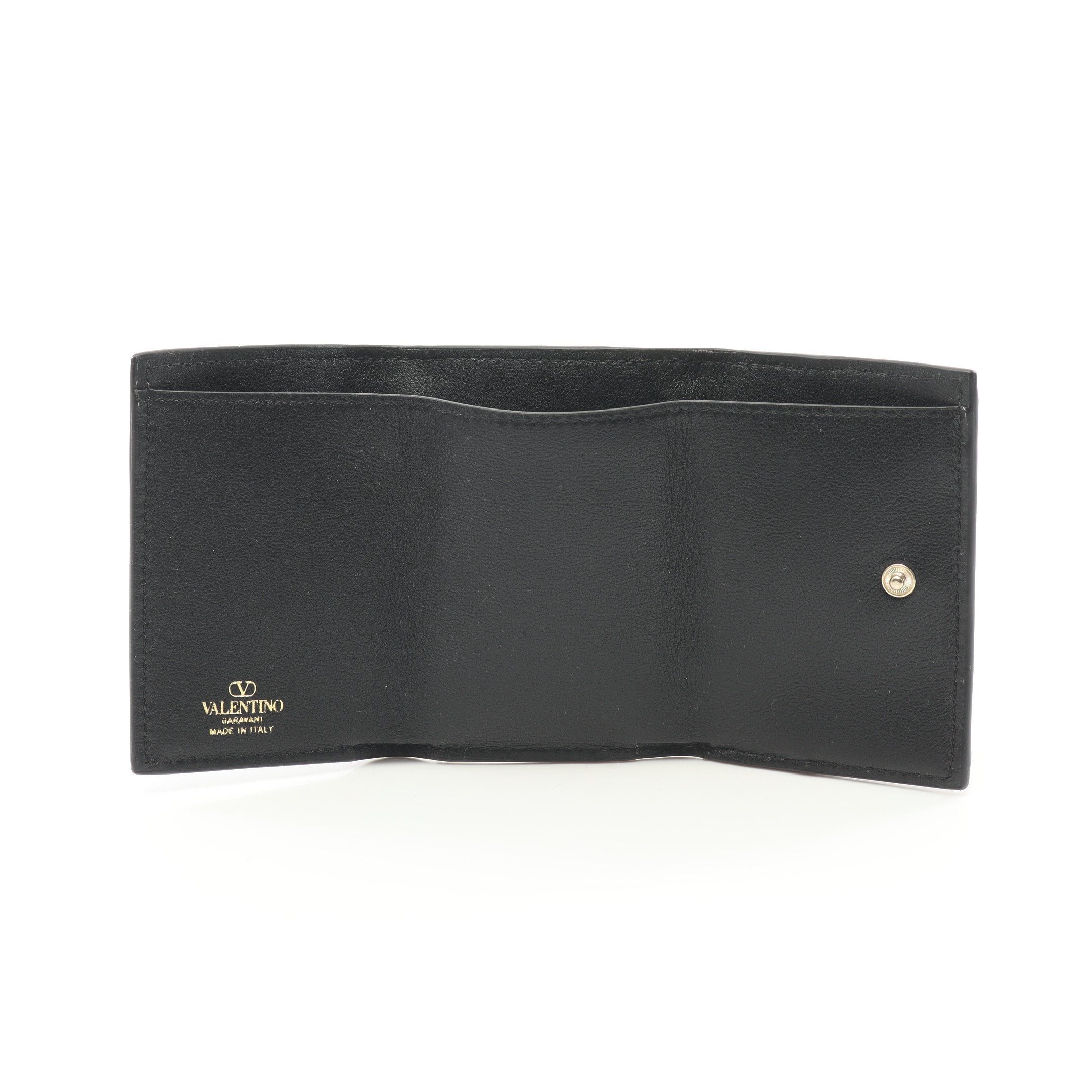 Valentino Valentino Rockstud Trifold Wallet Compact Leather Black Size ONE SIZE - 3 Thumbnail