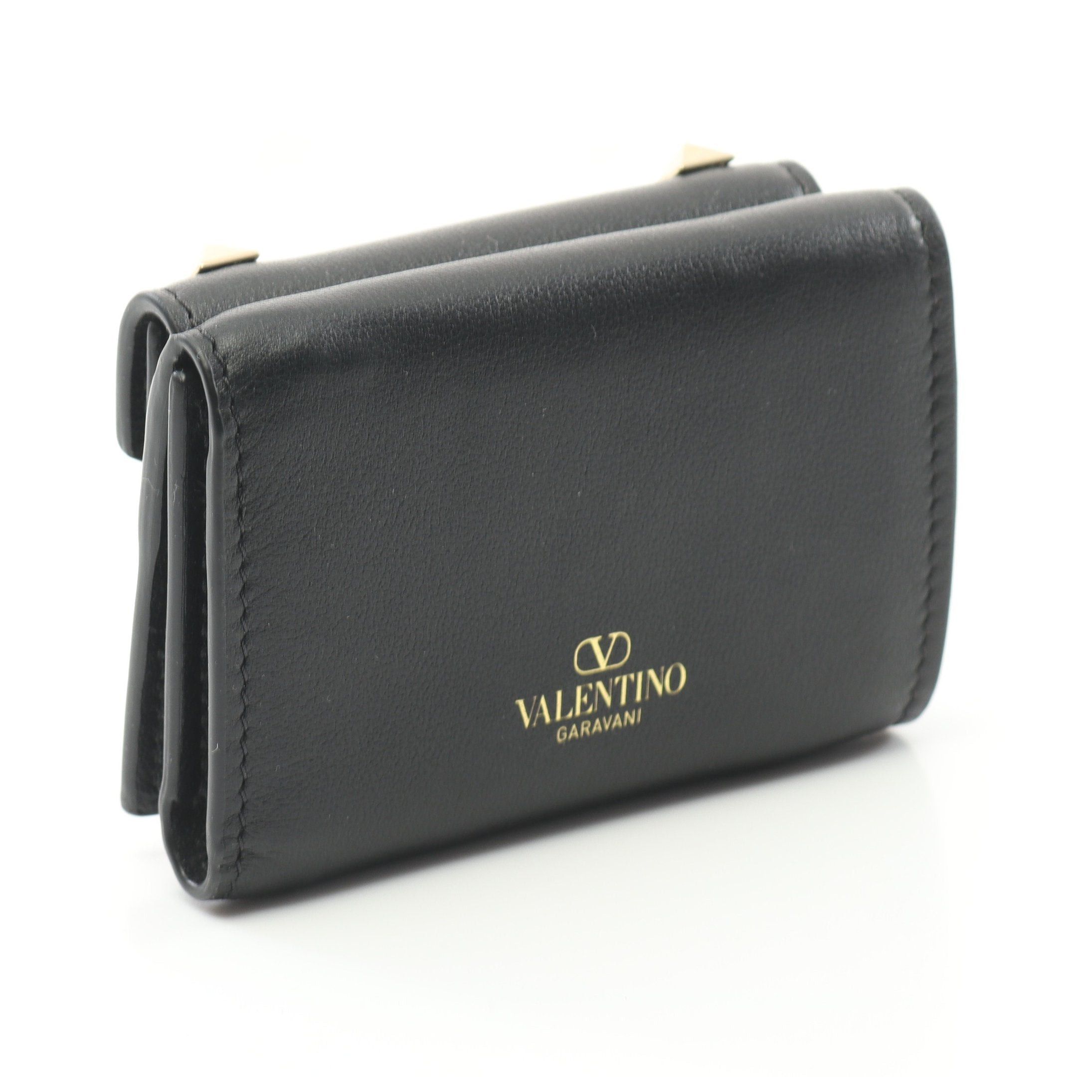 Valentino Valentino Rockstud Trifold Wallet Compact Leather Black Size ONE SIZE - 2 Thumbnail