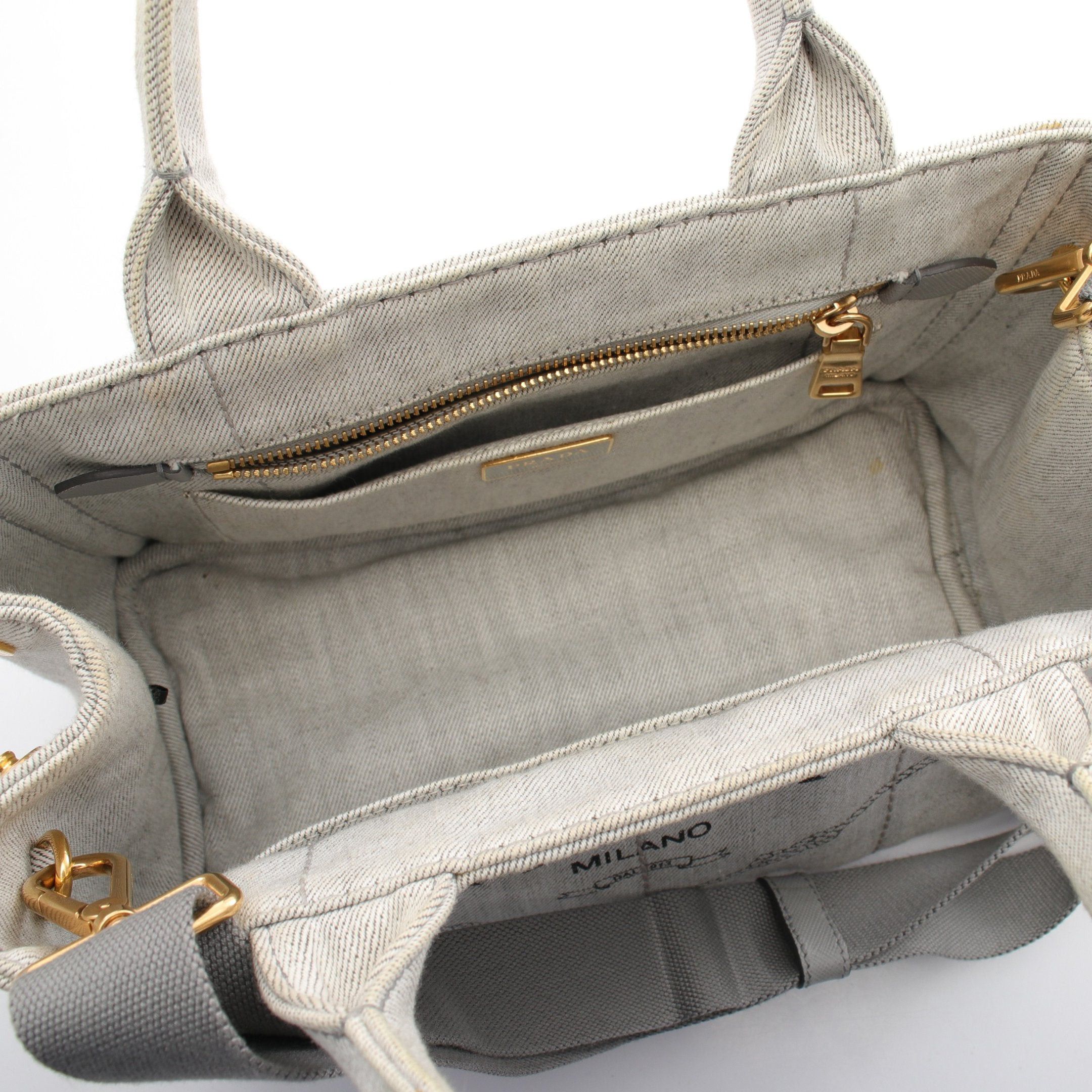 Prada Prada Canapa Kanapa Handbag Tote Bag Canvas Light Gray Size ONE SIZE - 3 Thumbnail