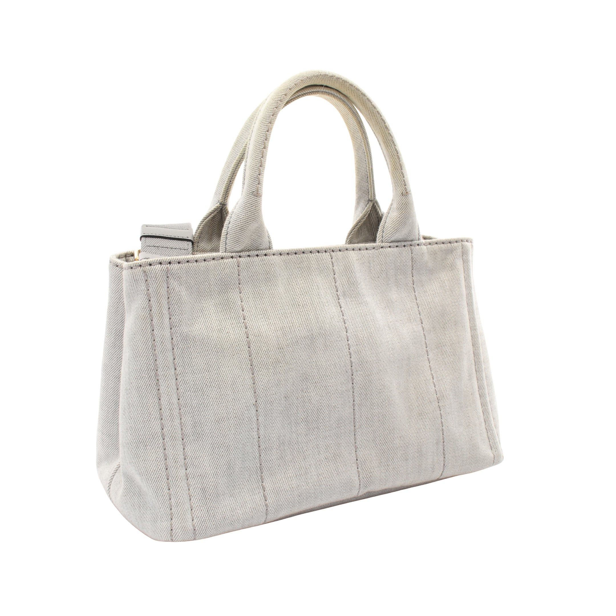 Prada Prada Canapa Kanapa Handbag Tote Bag Canvas Light Gray Size ONE SIZE - 2 Thumbnail