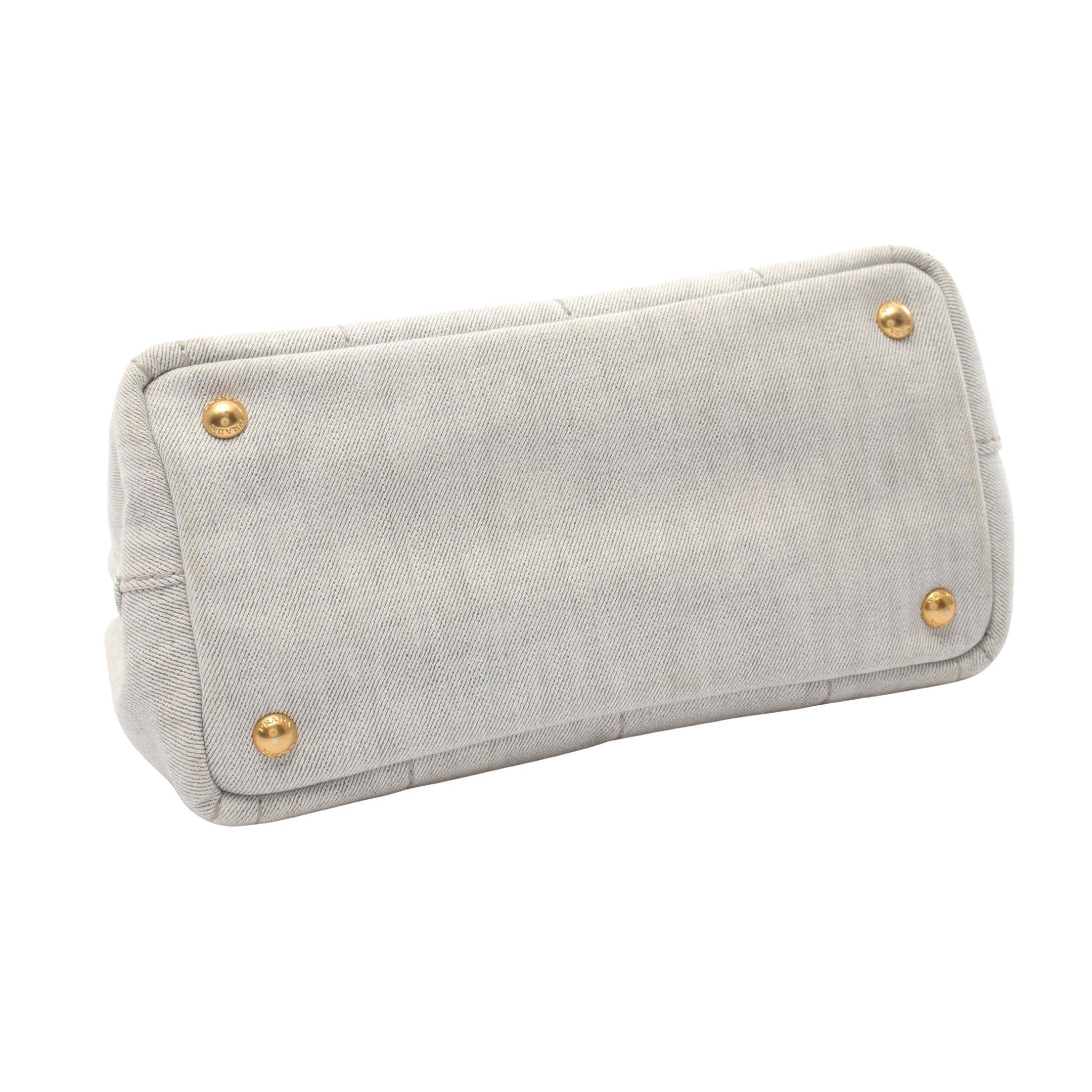 Prada Prada Canapa Kanapa Handbag Tote Bag Canvas Light Gray Size ONE SIZE - 12 Thumbnail