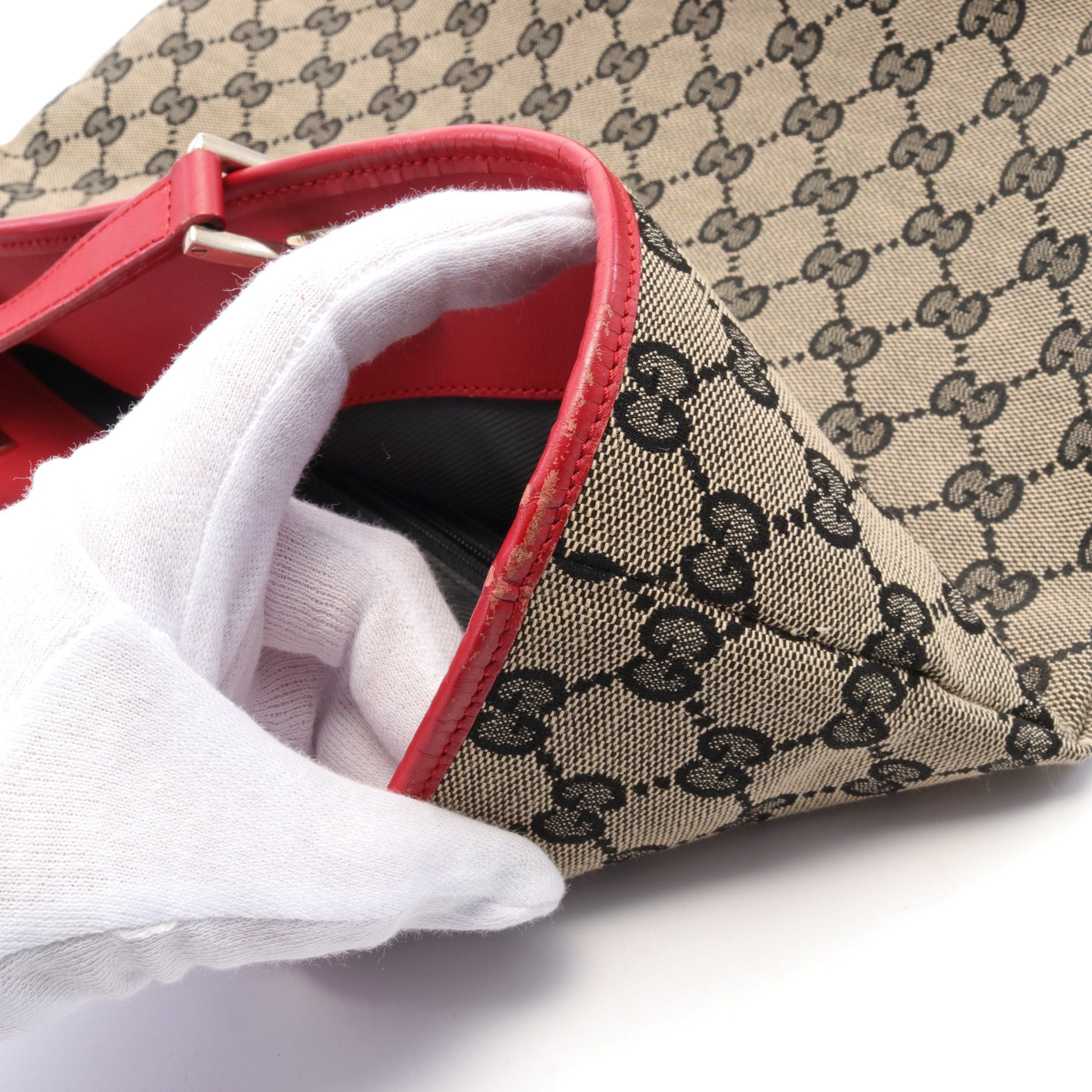 Gucci Gucci Gg Canvas Handbag Tote Bag Leather Beige Black Red Size ONE SIZE - 8 Thumbnail