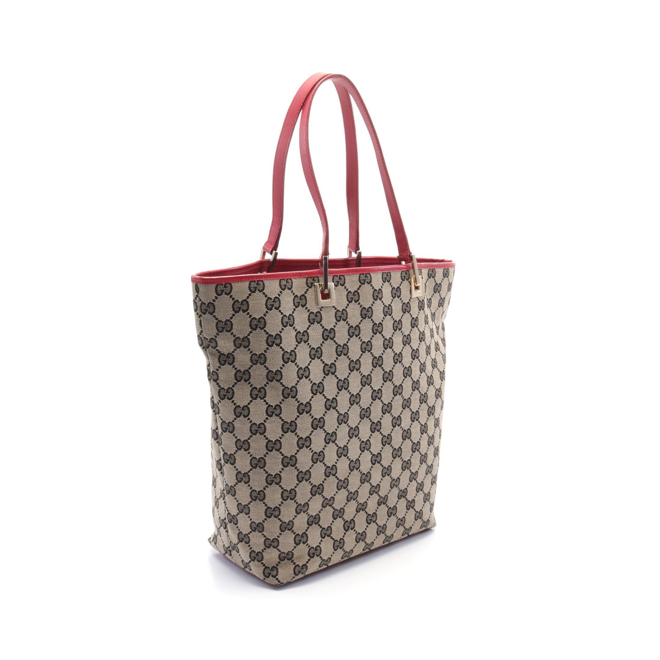 Gucci Gucci Gg Canvas Handbag Tote Bag Leather Beige Black Red Size ONE SIZE - 2 Thumbnail