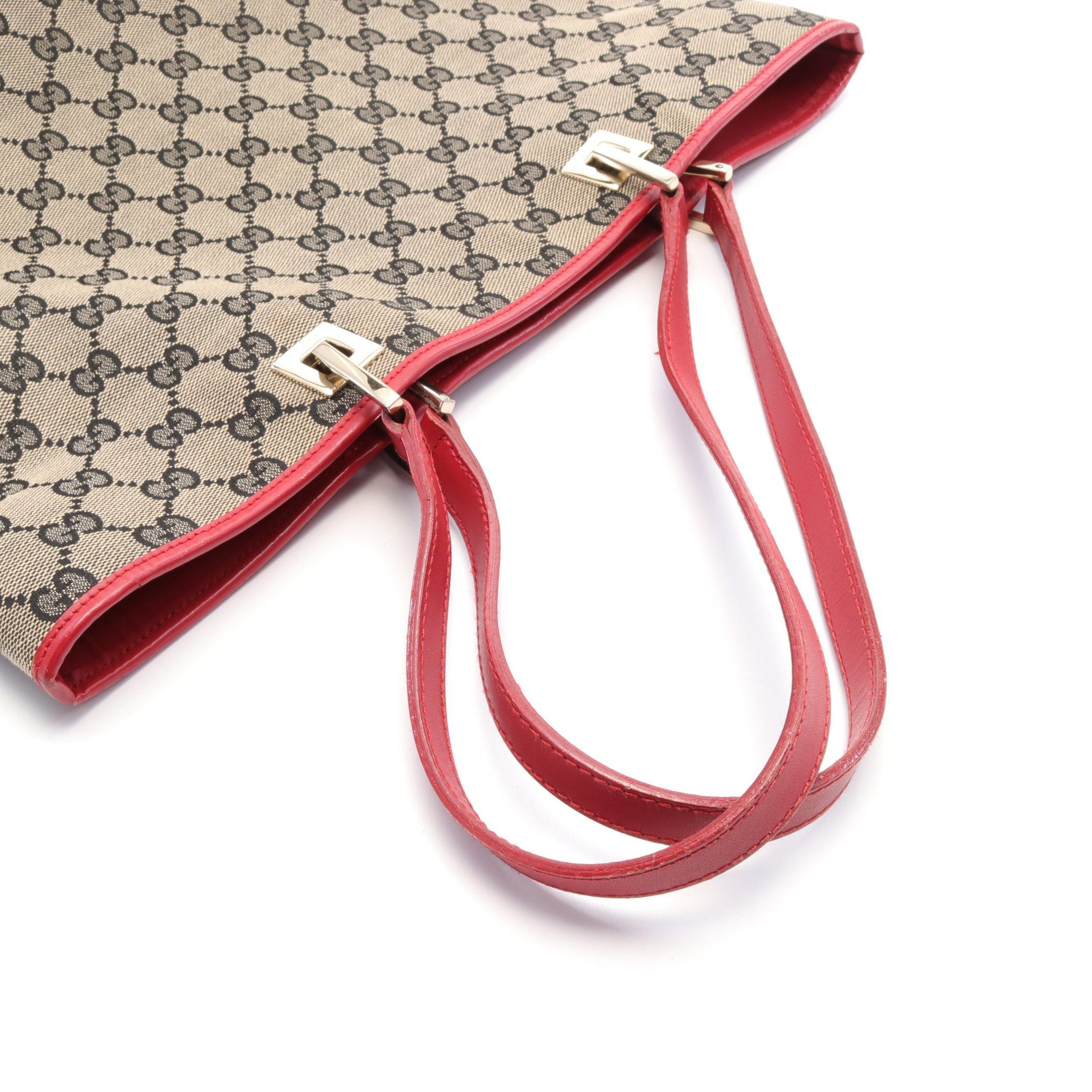 Gucci Gucci Gg Canvas Handbag Tote Bag Leather Beige Black Red Size ONE SIZE - 6 Thumbnail