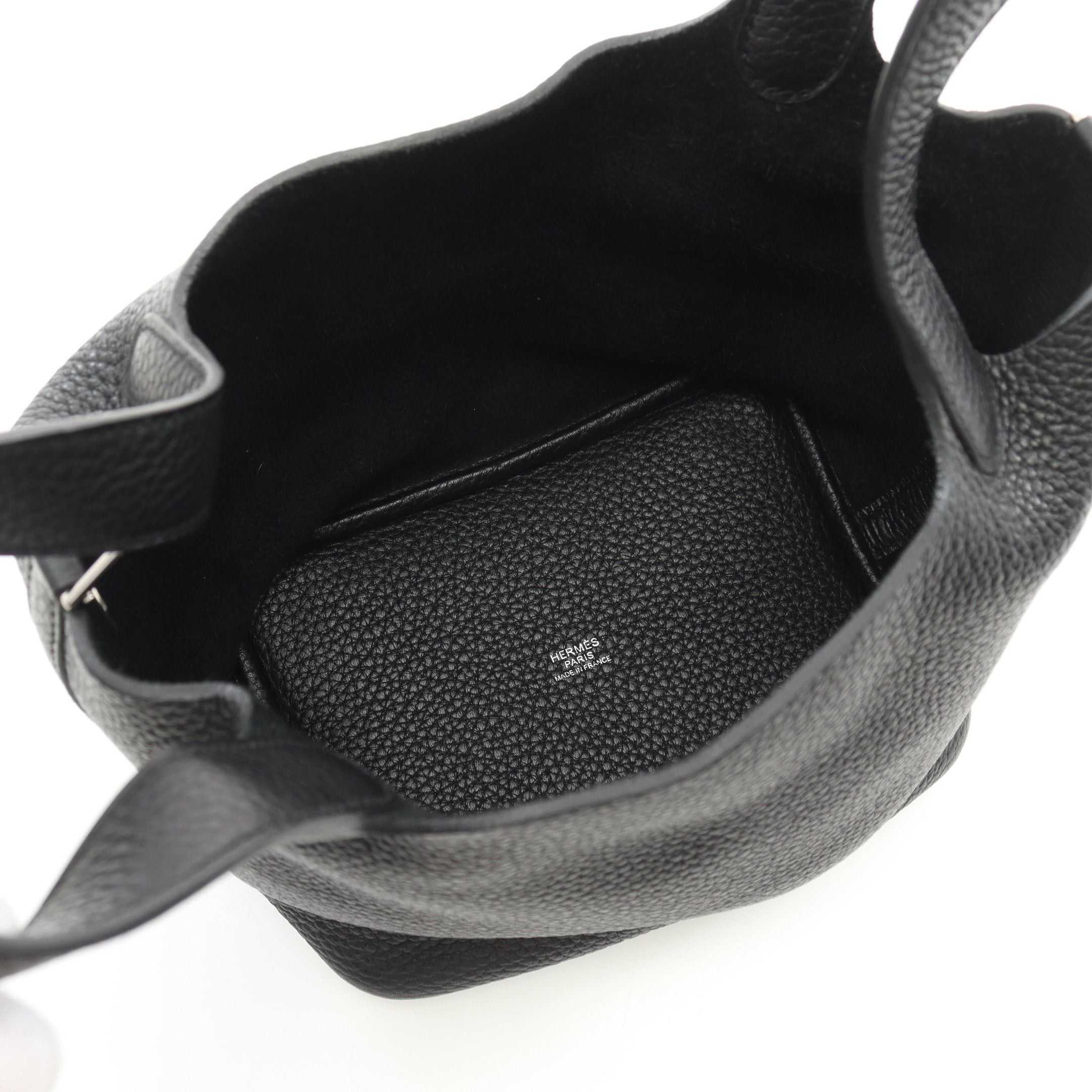 Hermes Hermes Picotan Lock Pm Handbag Clemence Leather Black Silver Hardware T Stamp Size ONE SIZE - 3 Thumbnail