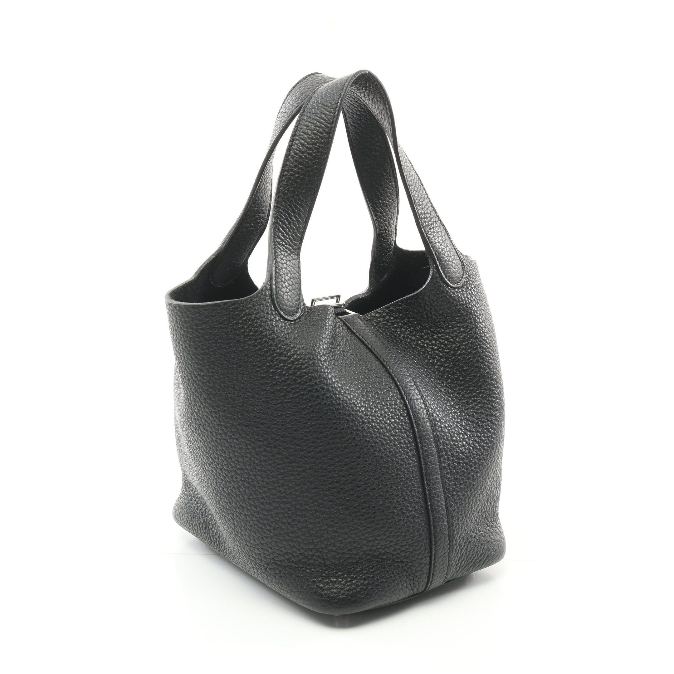 Hermes Hermes Picotan Lock Pm Handbag Clemence Leather Black Silver Hardware T Stamp Size ONE SIZE - 2 Thumbnail