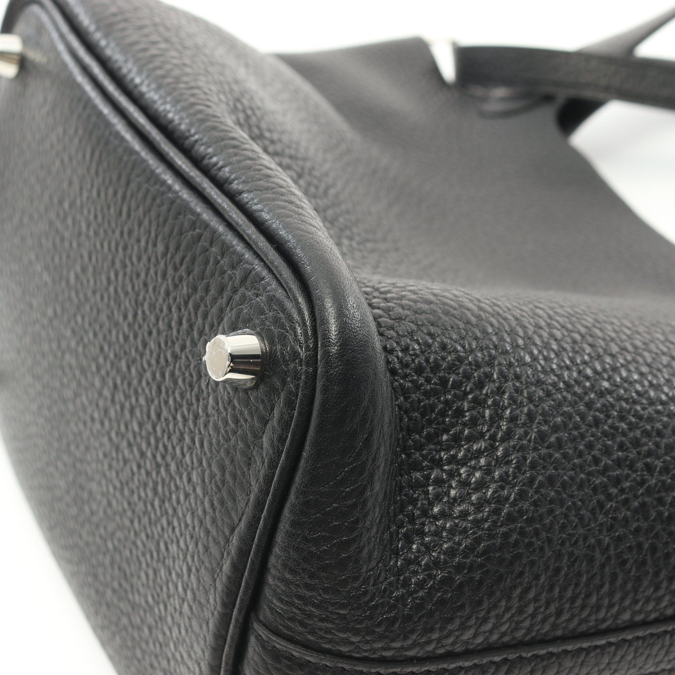 Hermes Hermes Picotan Lock Pm Handbag Clemence Leather Black Silver Hardware T Stamp Size ONE SIZE - 6 Thumbnail
