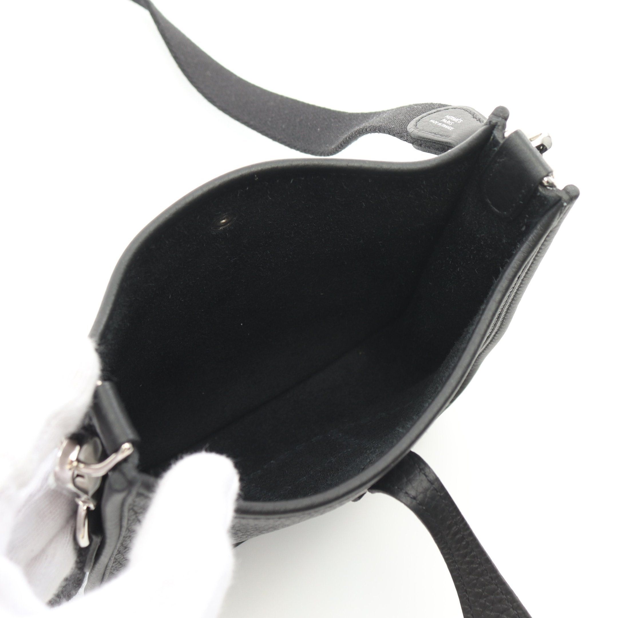 Hermes Hermes Evelyn Tpm Shoulder Bag Clemence Leather Black Silver Hardware Double Engraved Size ONE SIZE - 3 Thumbnail